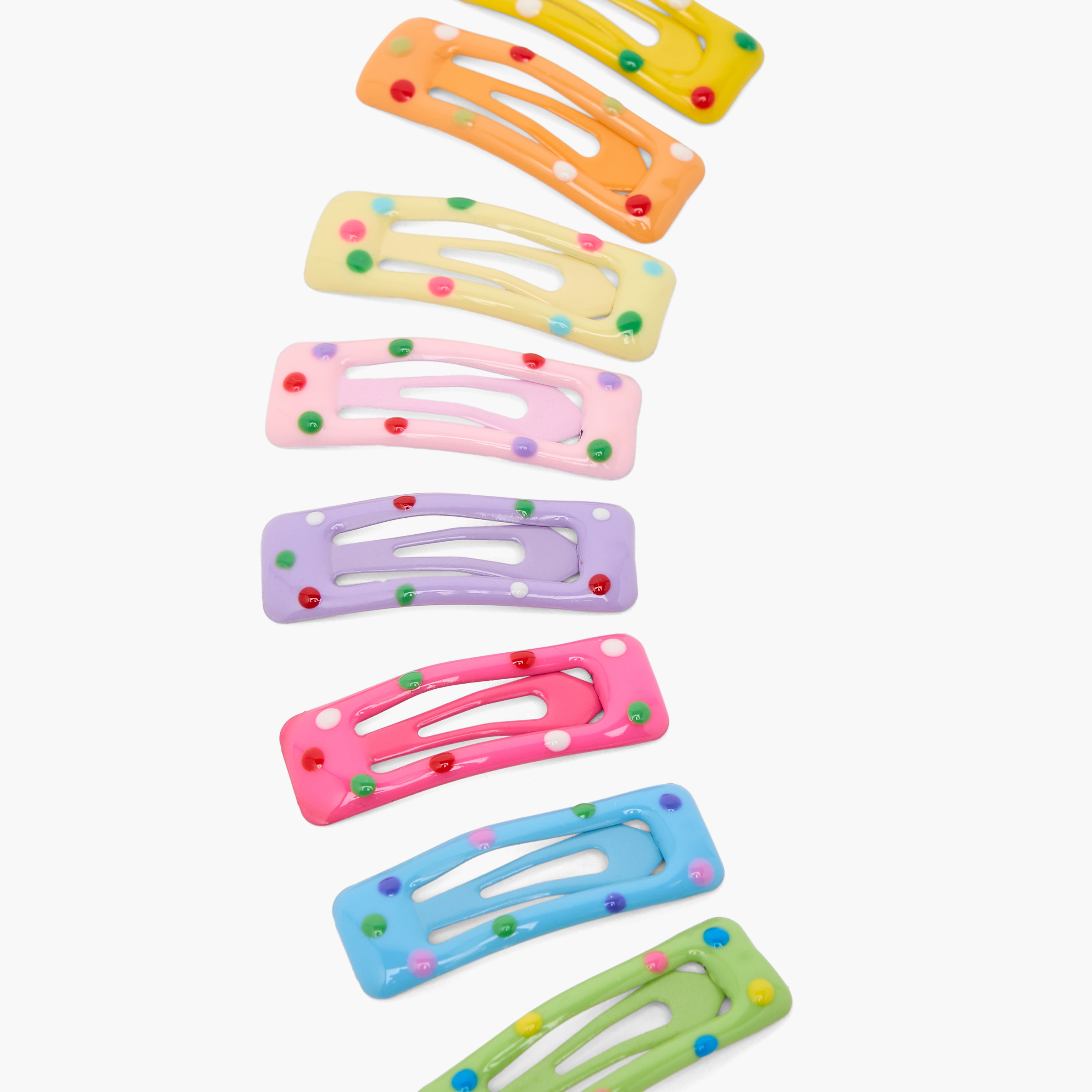 مشابك شعر كبس بطبعات منقطة من تشارمز - طقم من 8 قطع-girls-accessories-hairaccessories-image-4