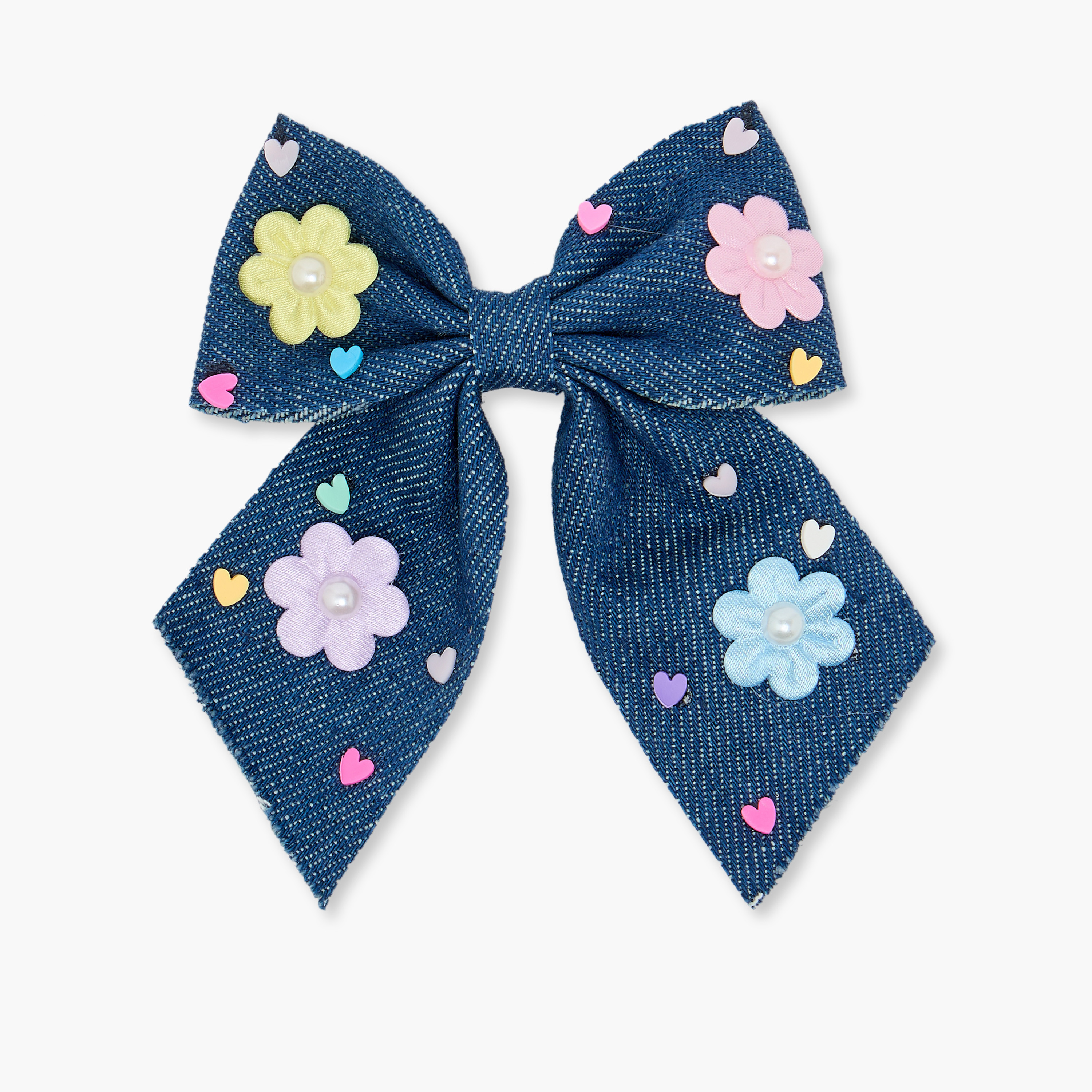 مشبك شعر جينز بفيونكة وزهور ملونة من شارمز-girls-accessories-hairaccessories-image-1