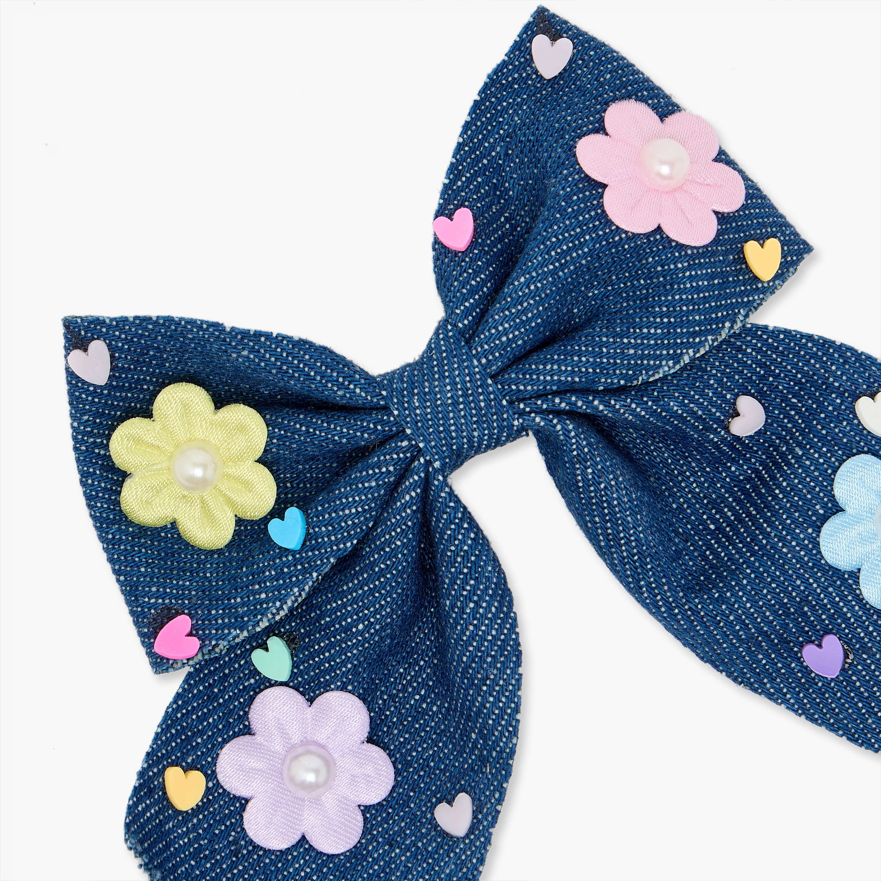 مشبك شعر جينز بفيونكة وزهور ملونة من شارمز-girls-accessories-hairaccessories-image-2