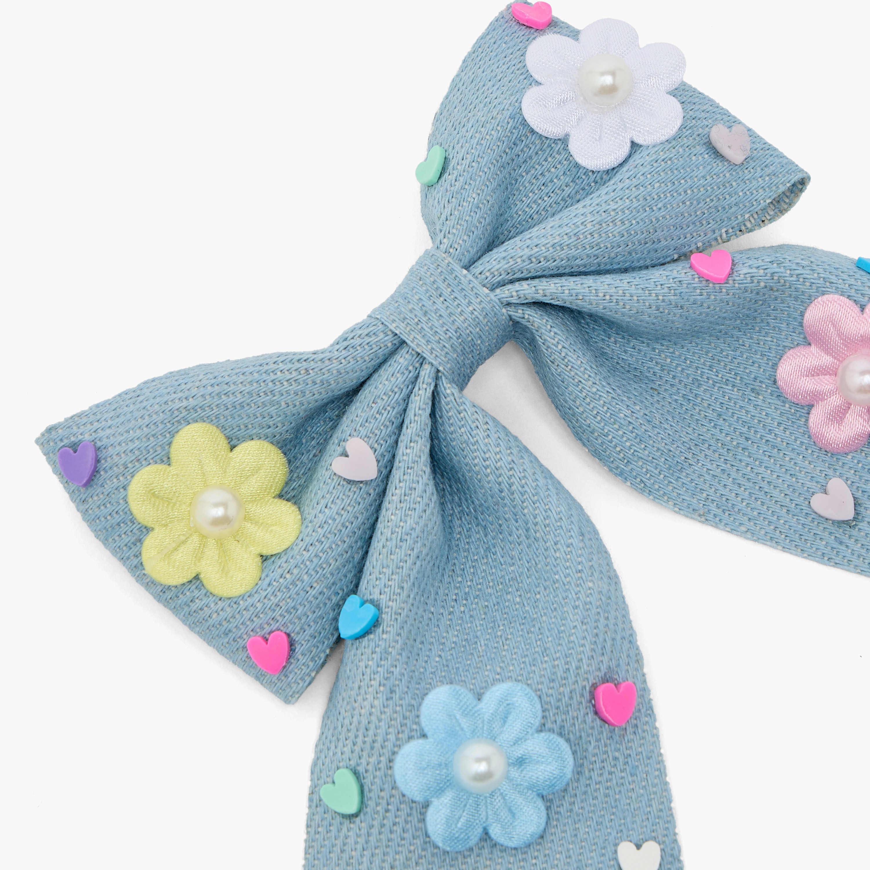 مشبك شعر دنيم بفيونكة وزهرة من تشارمز-girls-accessories-hairaccessories-image-2