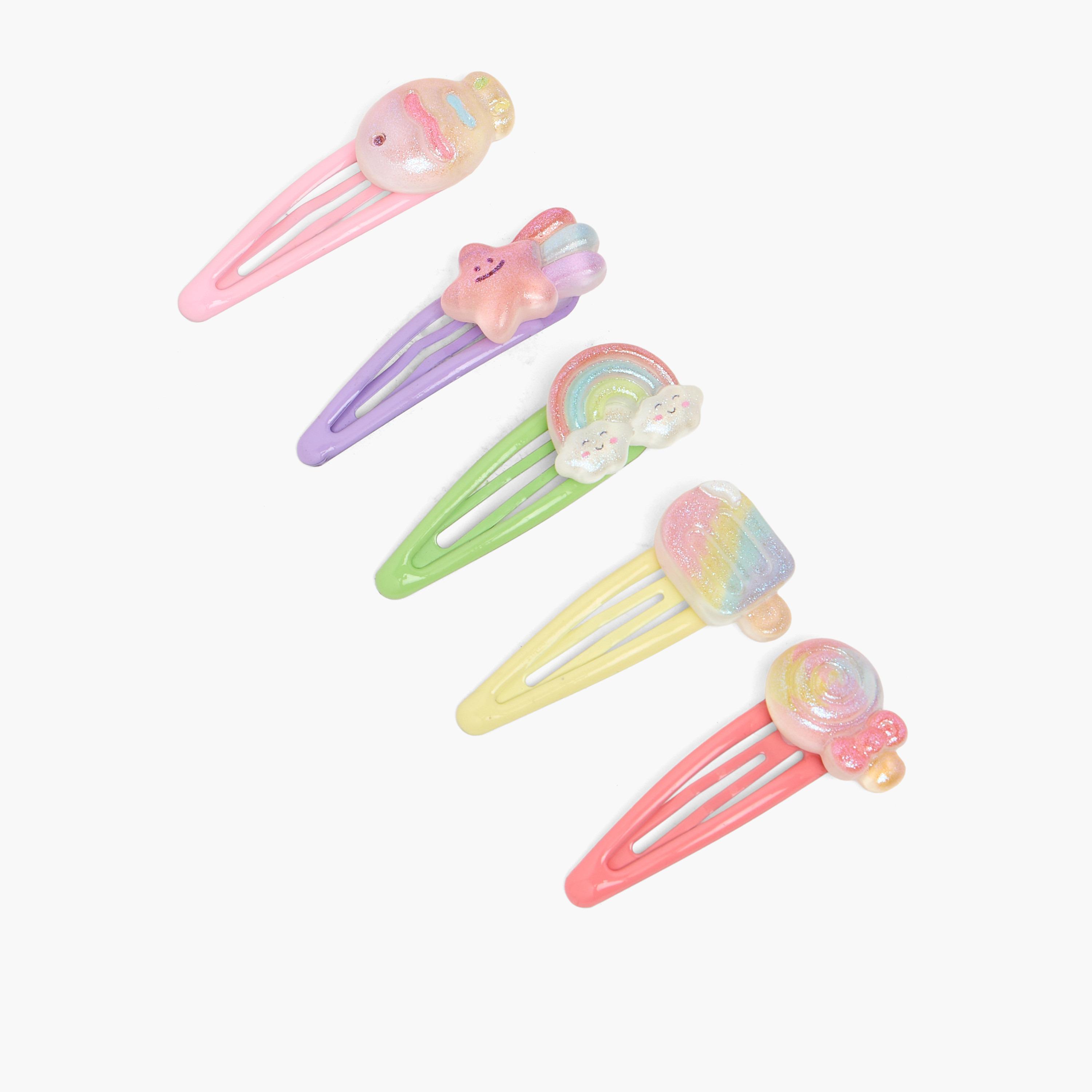 مشابك شعر كبس بتفاصيل لامعة من تشارمز - طقم من 5 قطع-girls-accessories-hairaccessories-image-3