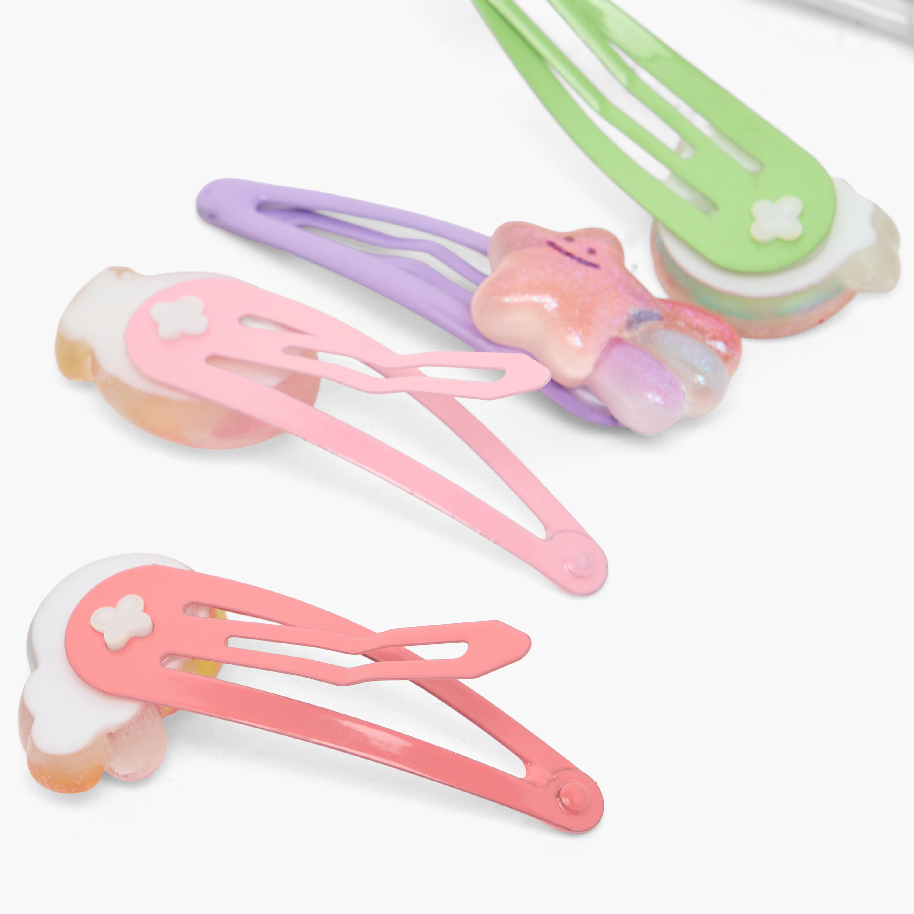مشابك شعر كبس بتفاصيل لامعة من تشارمز - طقم من 5 قطع-girls-accessories-hairaccessories-image-5