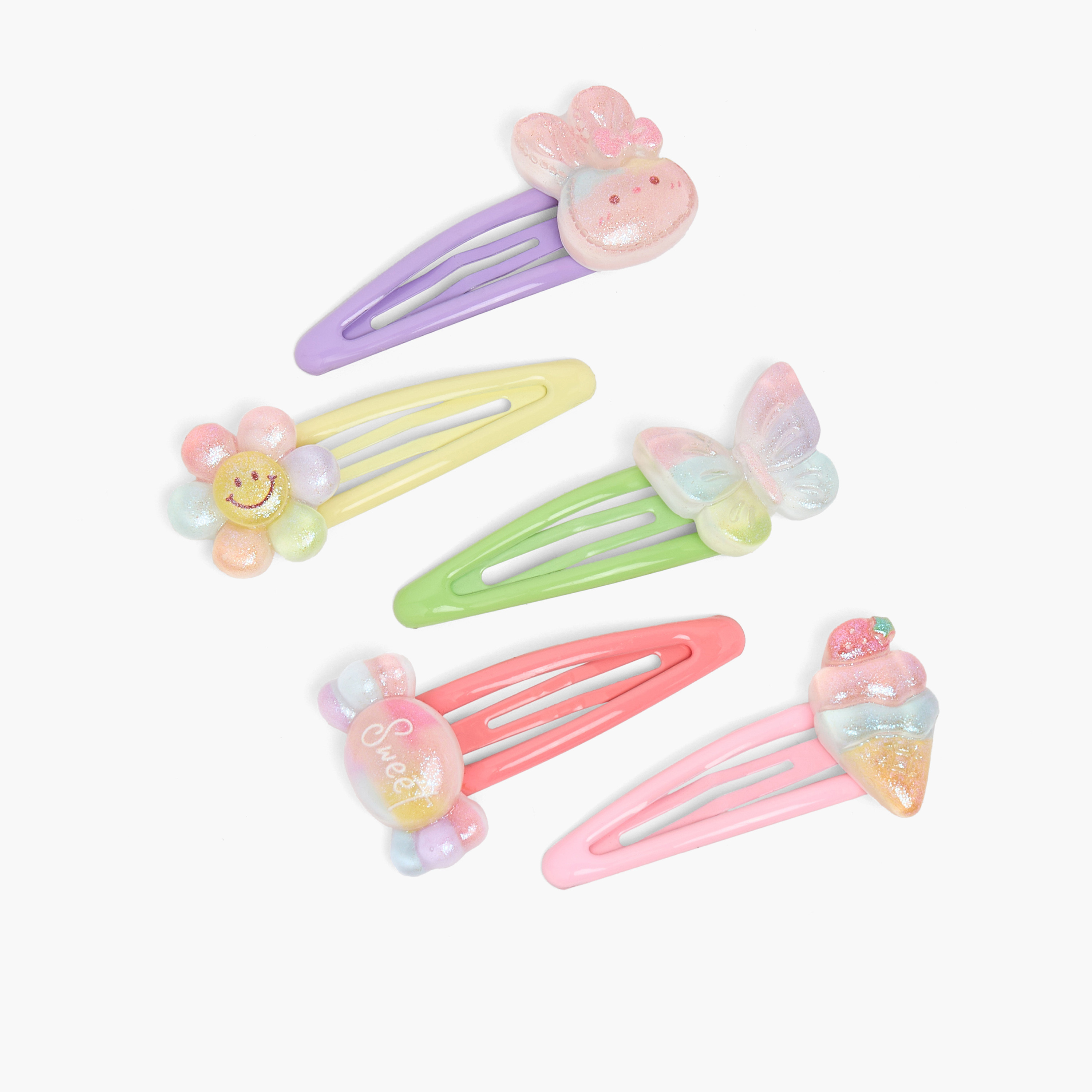 طقم مشابك شعر بزينة جليتر من تشارمز - 5 قطع-girls-accessories-hairaccessories-image-3