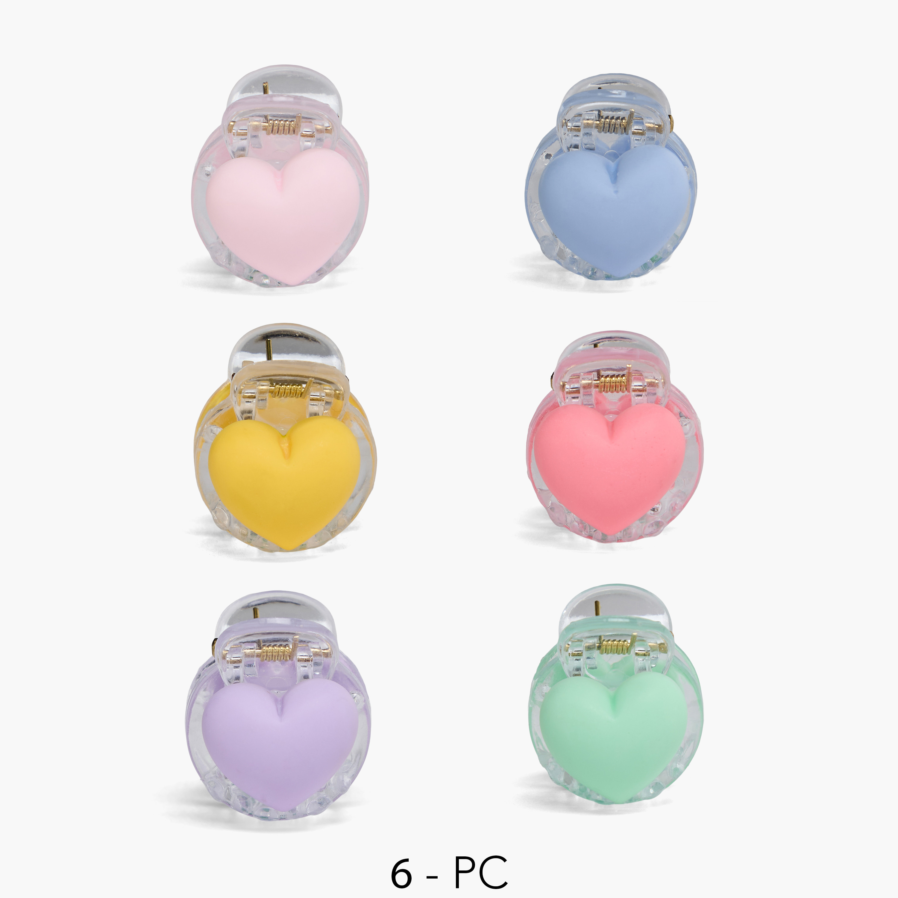 Pack of 6 Charmz Heart Claw Clips with Glossy Finish-girls-accessories-hairaccessories-image-1