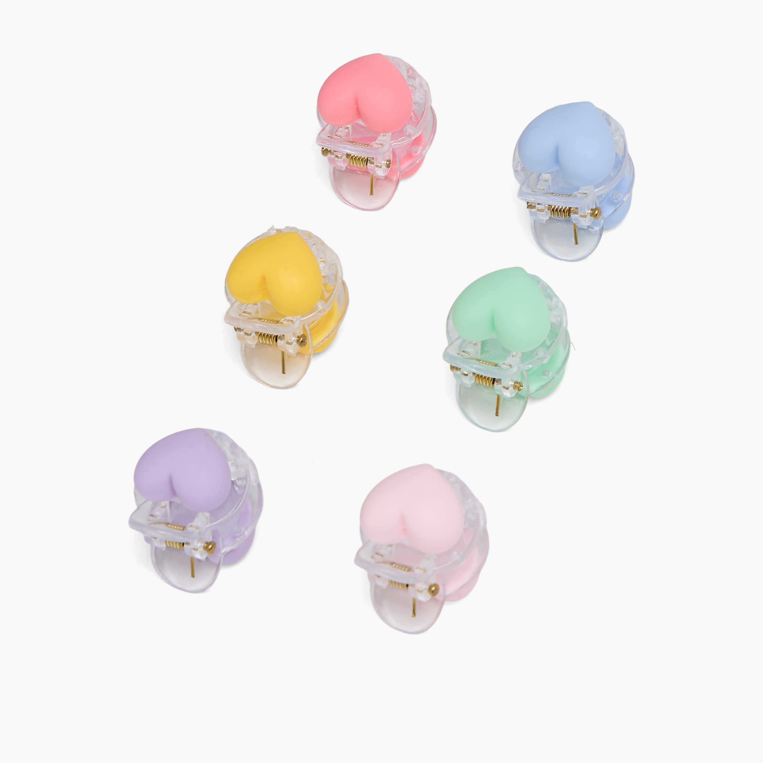 Pack of 6 Charmz Heart Claw Clips with Glossy Finish-girls-accessories-hairaccessories-image-8