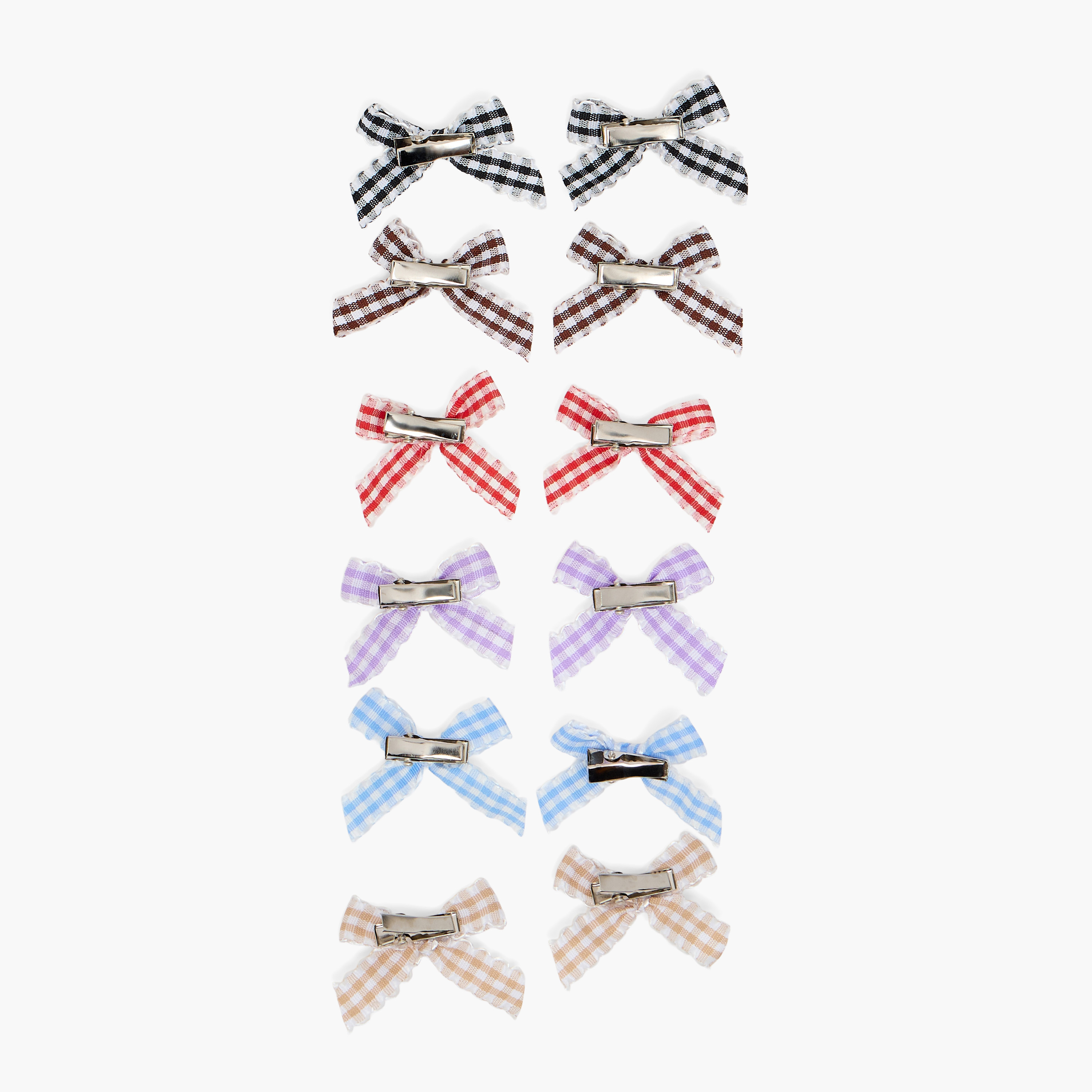 طقم مشابك شعر بفيونكة بطبعات كاروهات من تشارمز - 12 قطعة-girls-accessories-hairaccessories-image-2