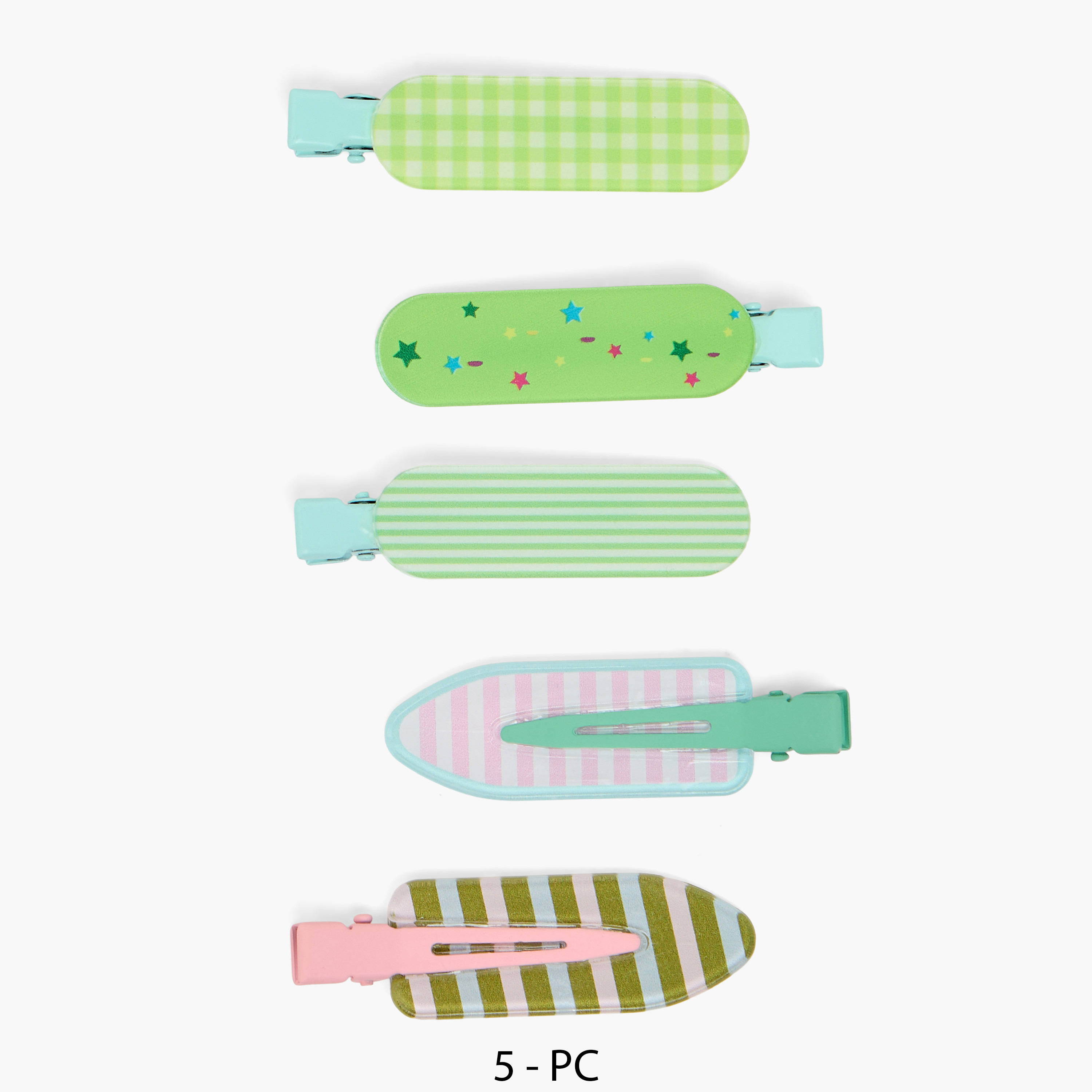 طقم مشابك شعر متنوعة بطبعات من شارمز - 5 قطع-girls-accessories-hairaccessories-image-1