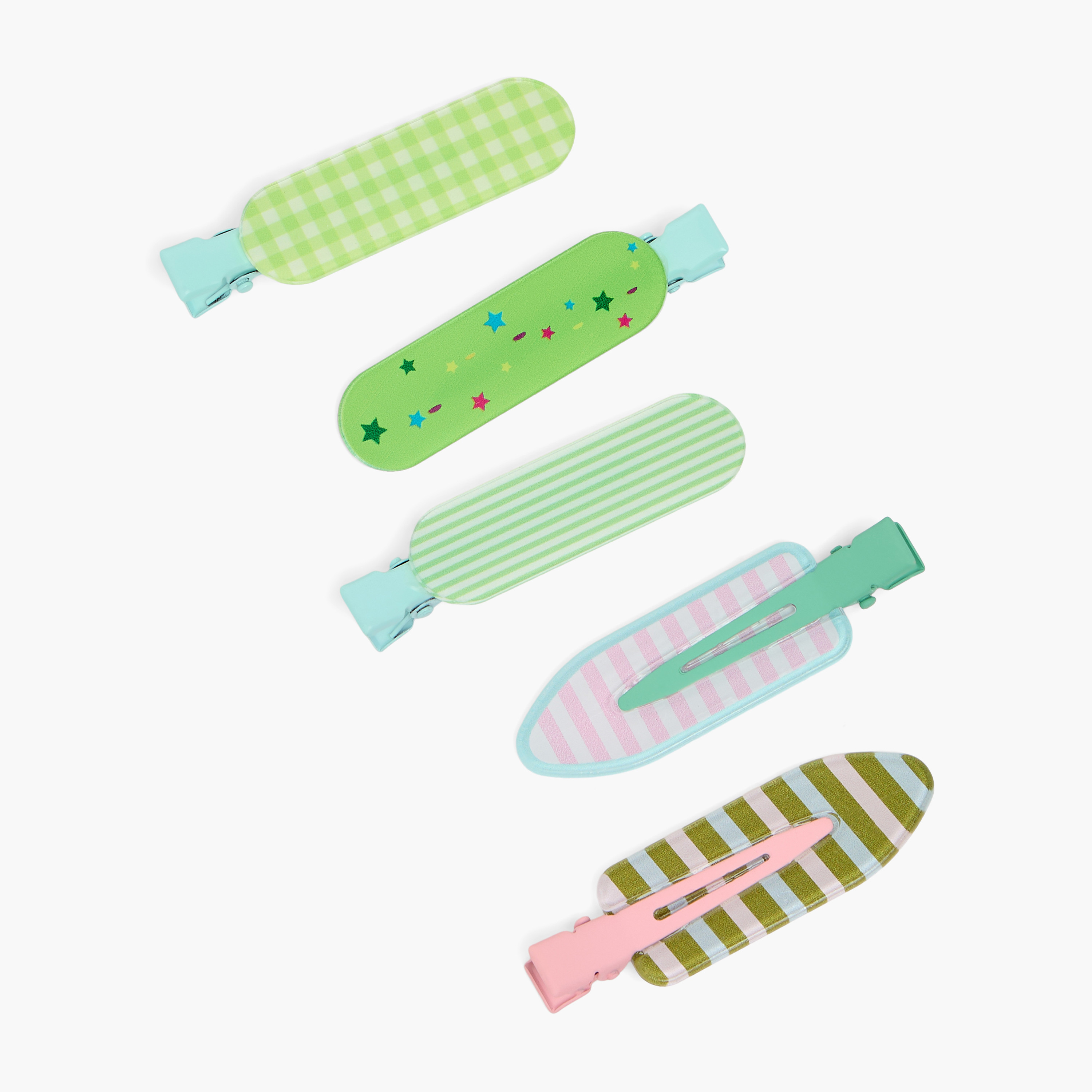 طقم مشابك شعر متنوعة بطبعات من شارمز - 5 قطع-girls-accessories-hairaccessories-image-3