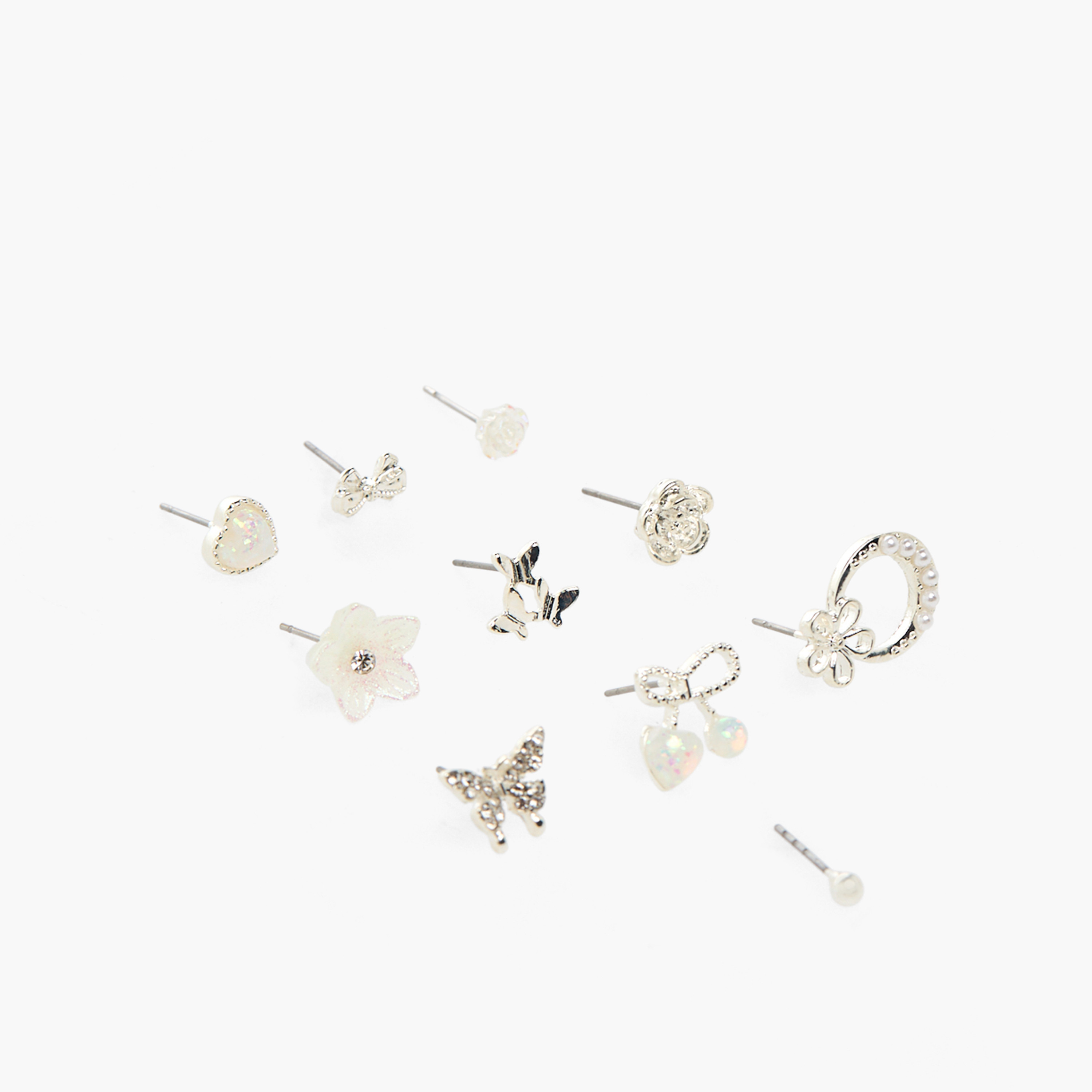 طقم أقراط مرصعة 10 أزواج بمكبس إغلاق من تشارمز-girls-accessories-jewellery-image-2