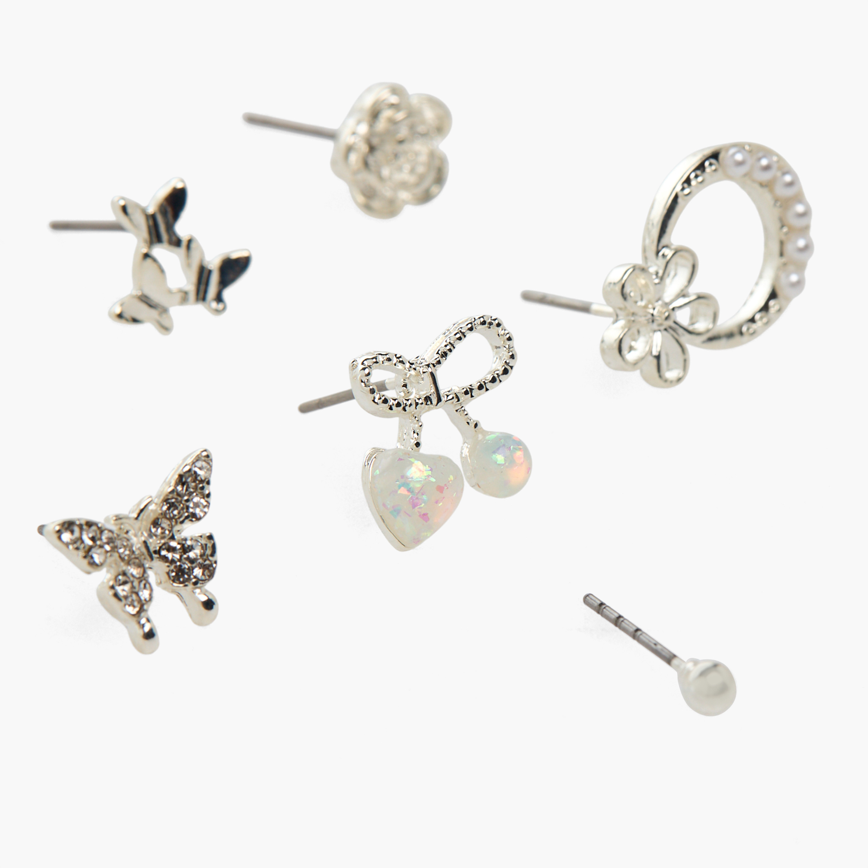 Pack of 10 Charmz Stud Earrings with Pushback Closure-girls-accessories-jewellery-image-3