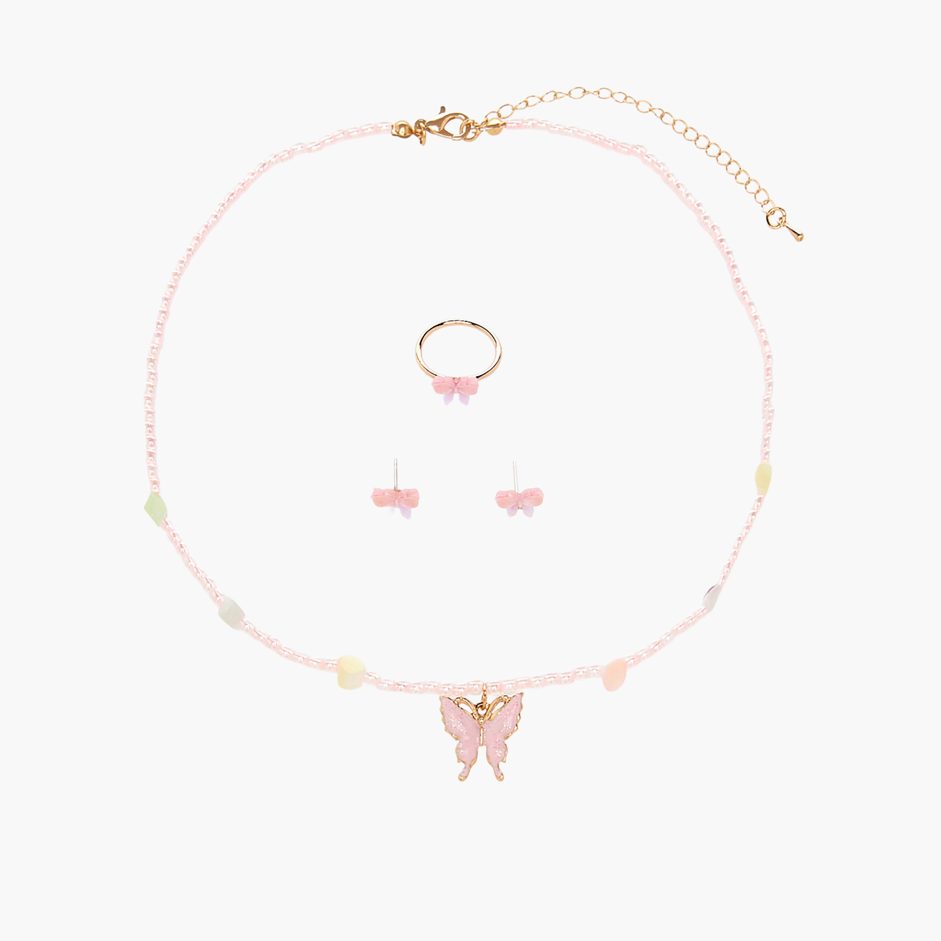 طقم مجوهرات بناتي بتصميم فراشة براقة 3 قطع من تشارمز-girls-accessories-jewellery-image-1