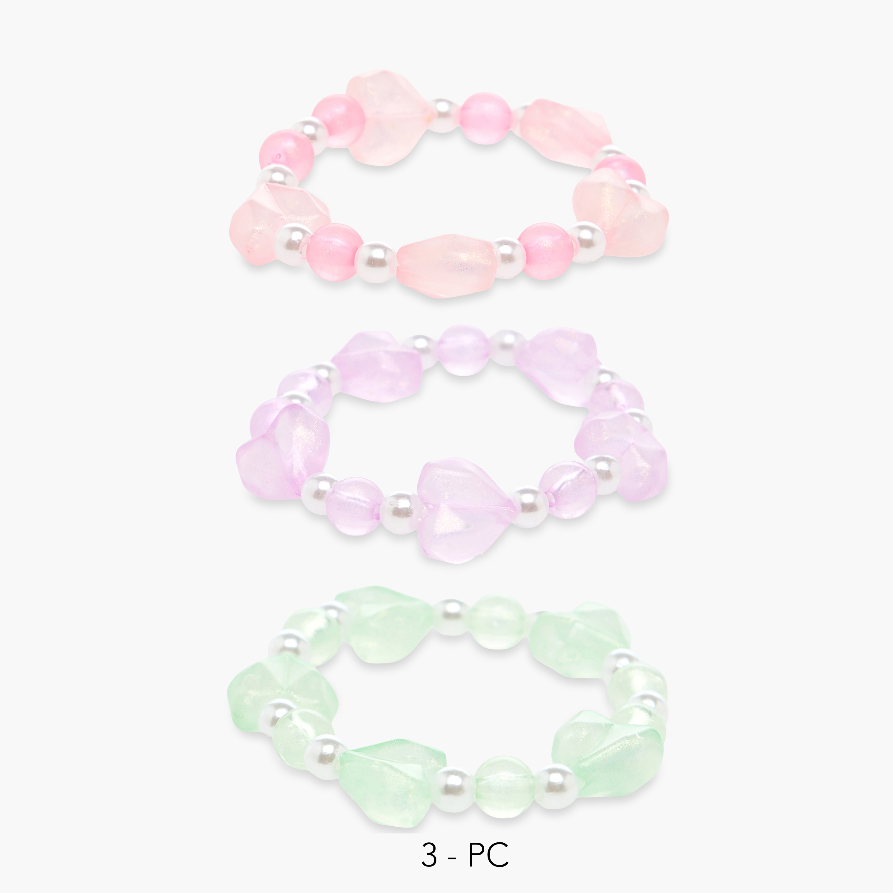 طقم أساور مطاطية بتصميم قلوب وخرز 3 قطع من تشارمز-girls-accessories-jewellery-image-1