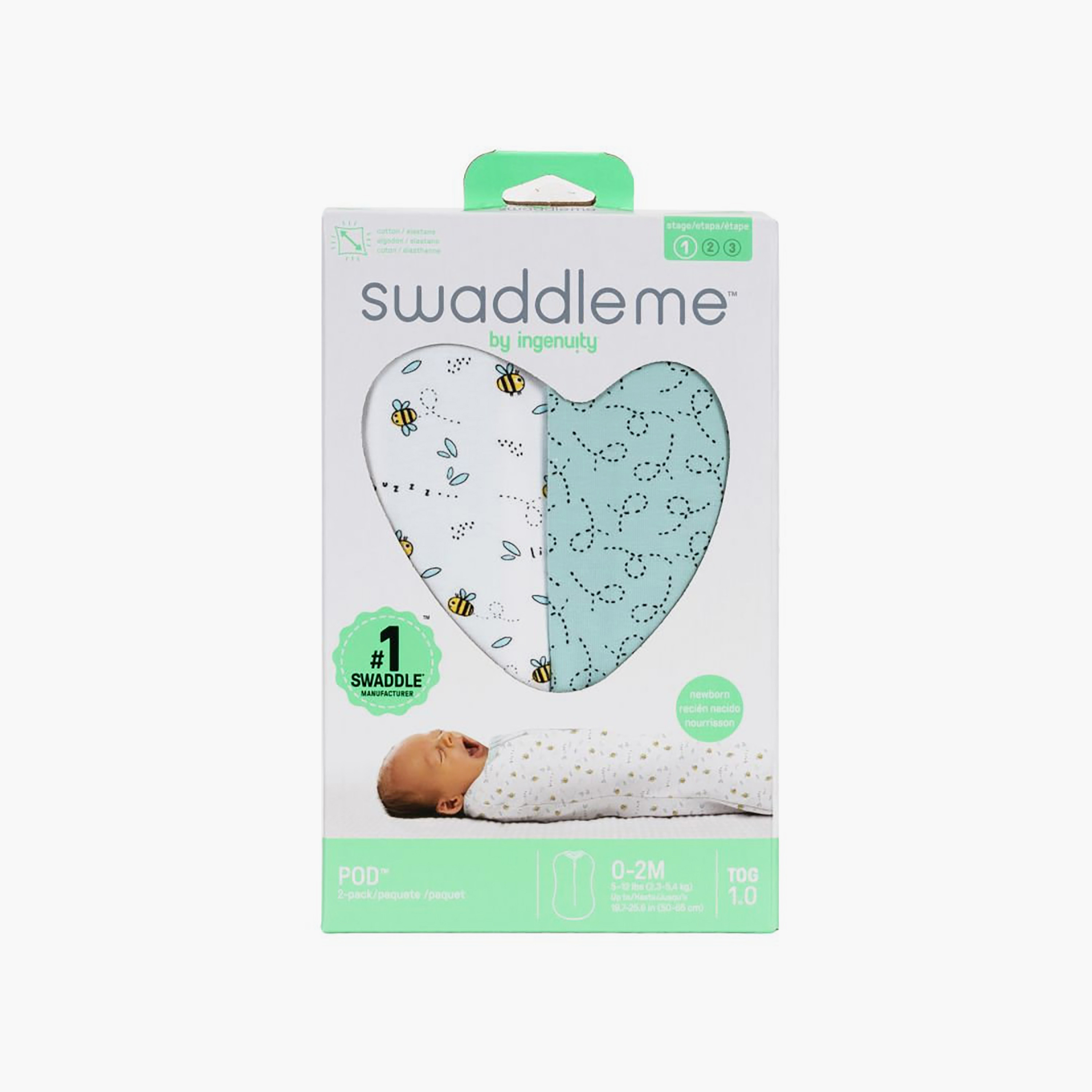 Ingenuity 2-Piece 1.0 TOG SwaddleMe Pod Swaddle - Little Bees - 0-2 Months-baby-nursery-blanketsandswaddles-swaddlesandsleepingbags-image-9