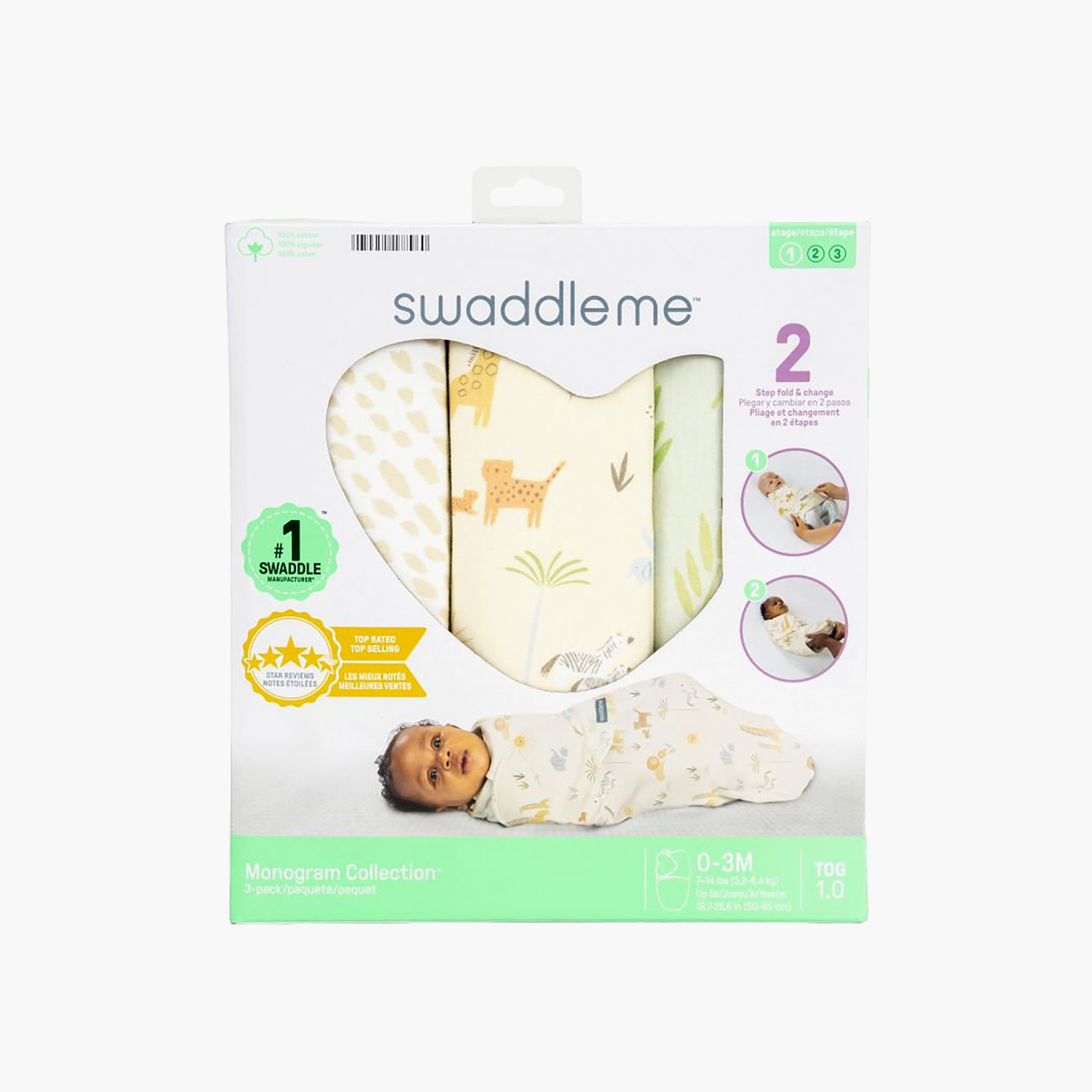 Ingenuity 3-Piece SwaddleMe Swaddle - Safari - 0-3 Months-baby-nursery-blanketsandswaddles-swaddlesandsleepingbags-image-9