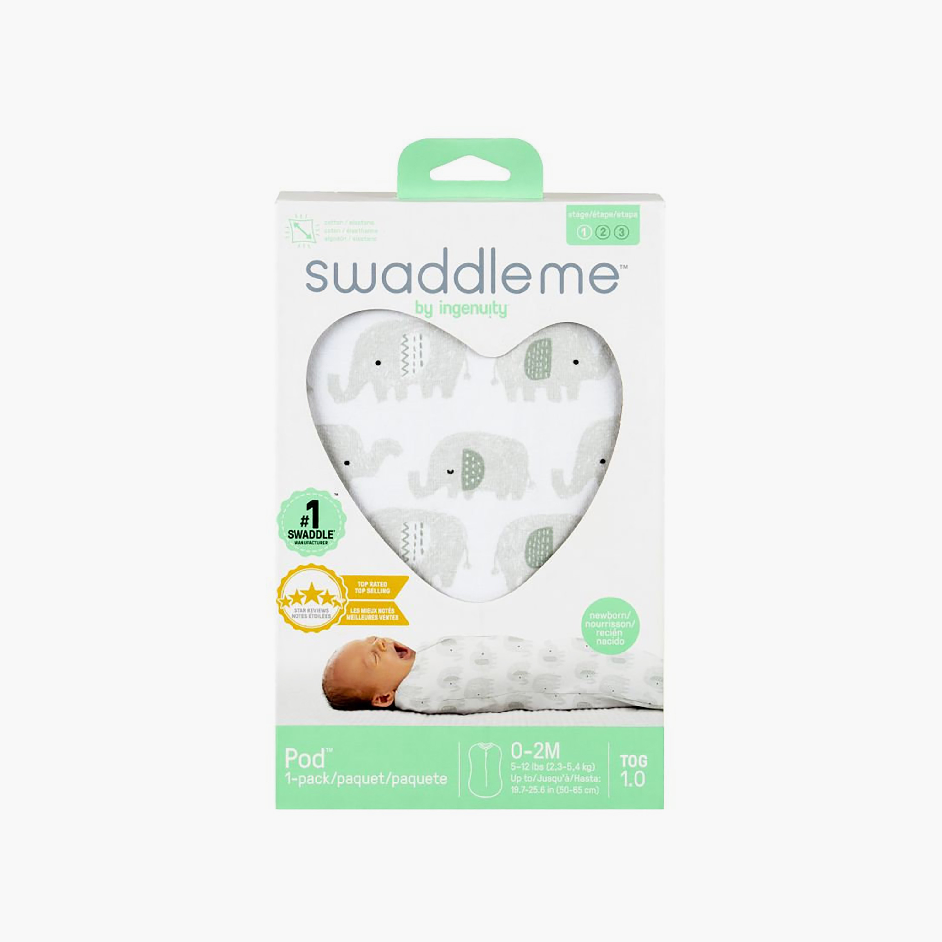 قماط بود سوادل (1.0 توغ) بتصميم سكريبل إليفانت لعمر 0-2 شهر من إنجينويتي-baby-nursery-blanketsandswaddles-swaddlesandsleepingbags-image-8