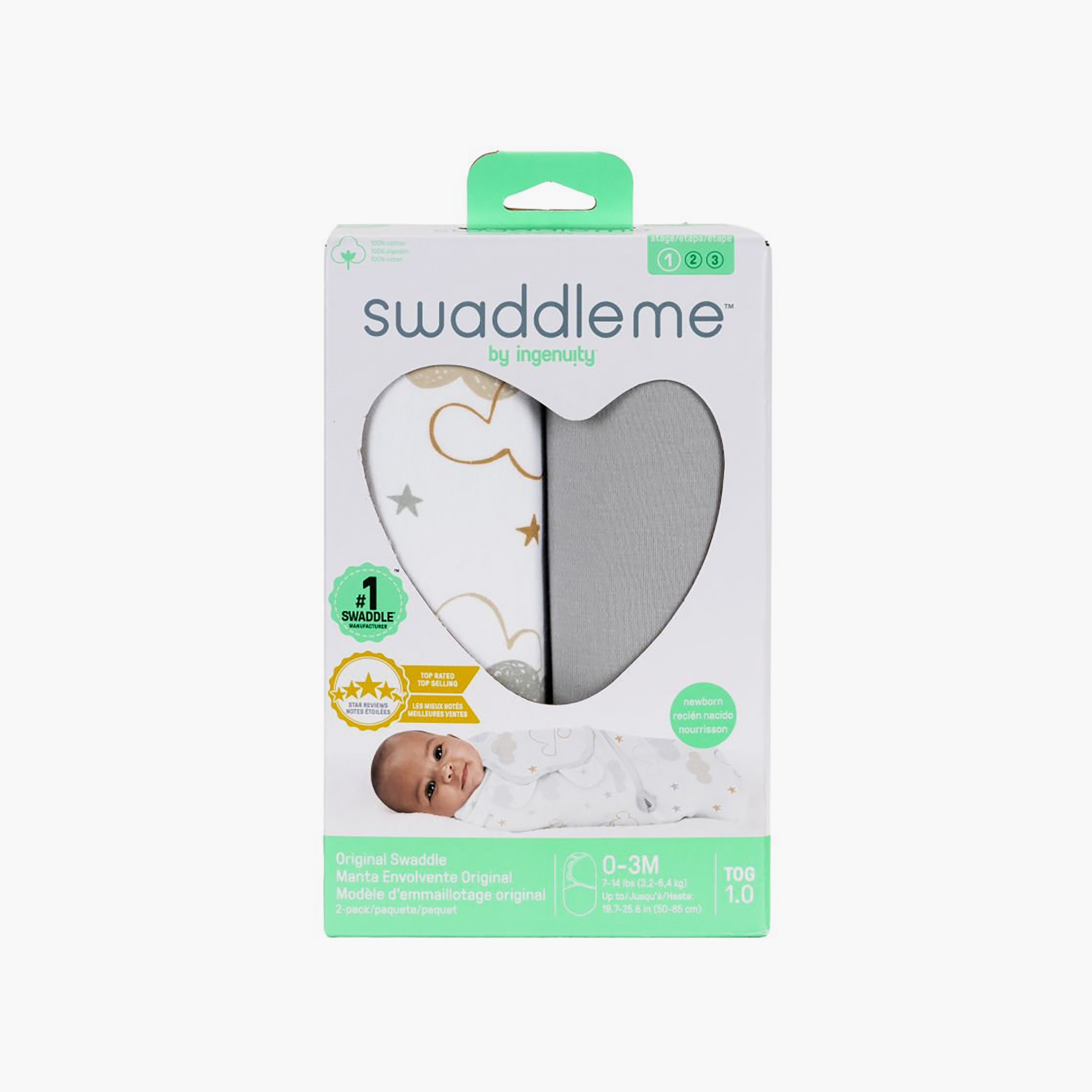 Ingenuity 2-Piece 1.0 TOG Swaddle - Space & Clouds - 0-3 Months-baby-nursery-blanketsandswaddles-swaddlesandsleepingbags-image-9