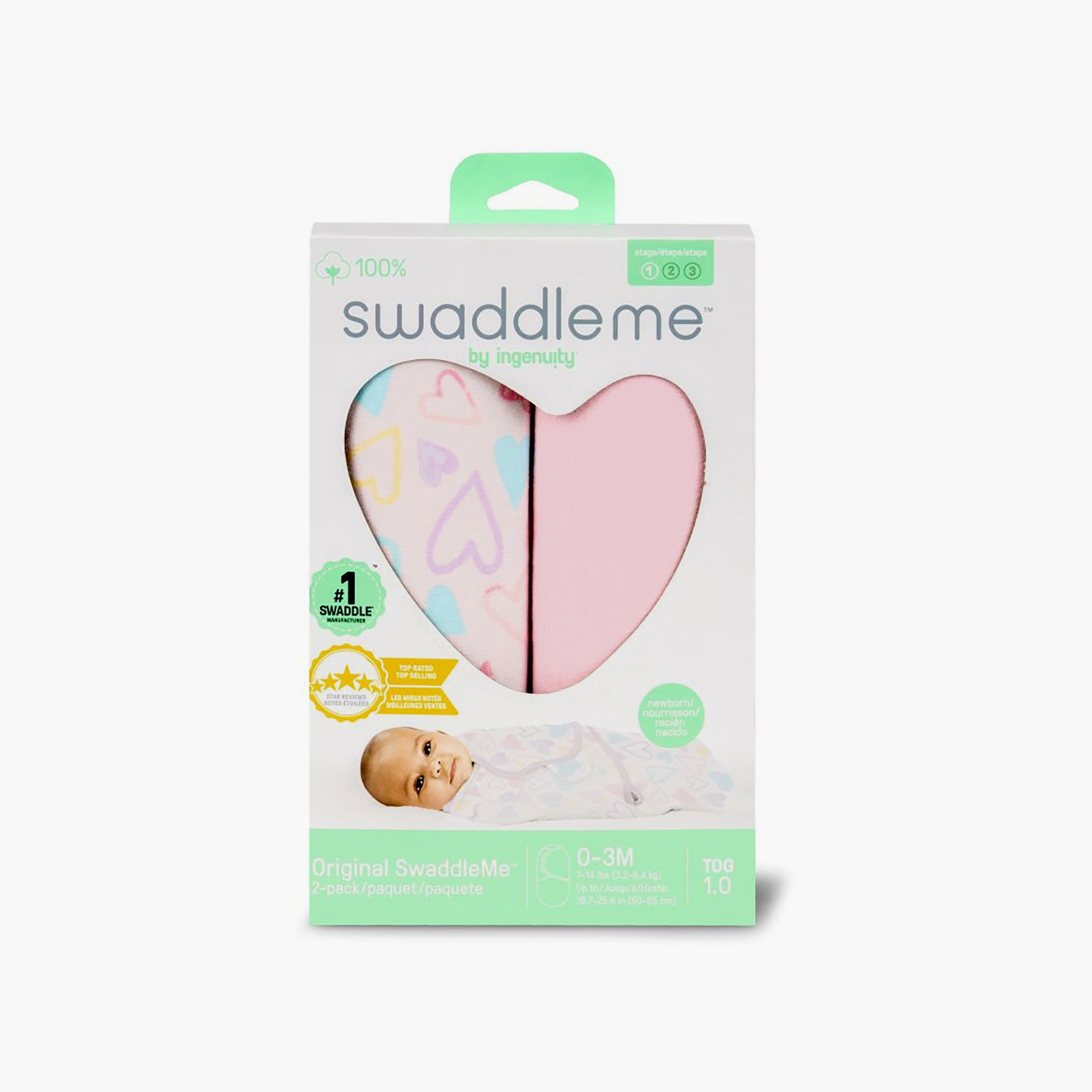 Ingenuity 2-Piece 1.0 TOG Swaddle - I Heart You - 0-3 Months-baby-nursery-blanketsandswaddles-swaddlesandsleepingbags-image-9