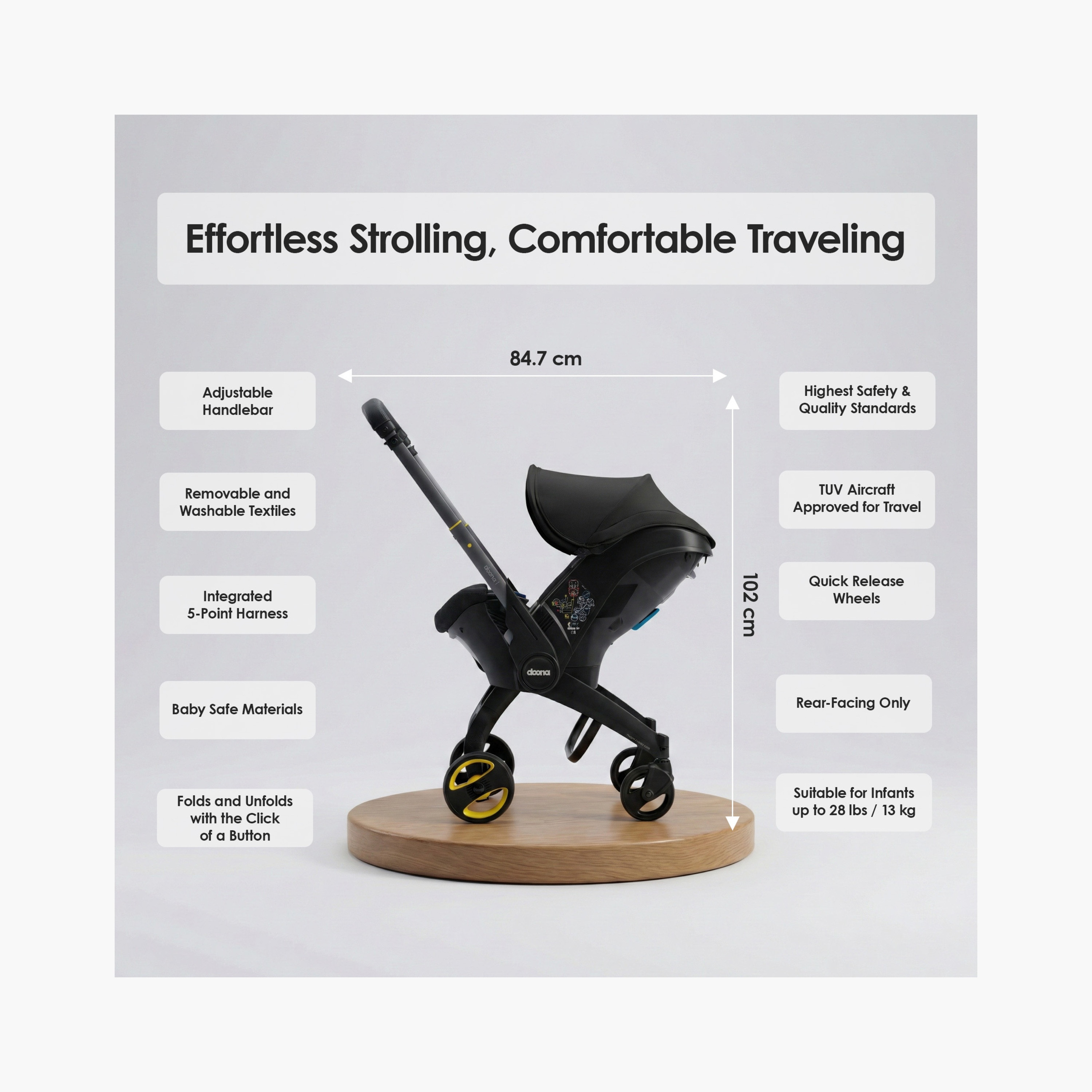 Doona Car Seat with Adjustable Handle, Rear Facing and ISOFIX System-baby-gear-carseats-image-4