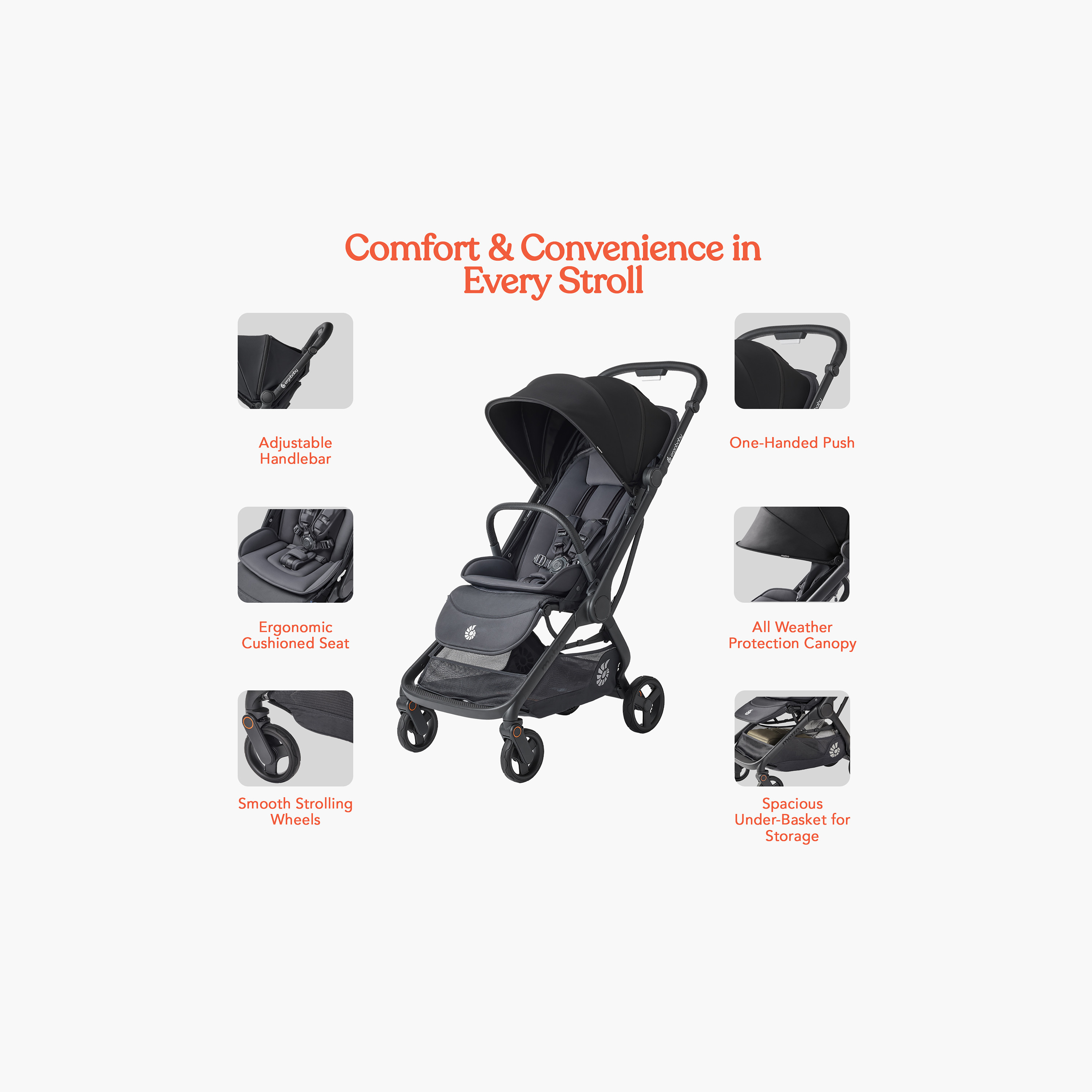 عربة أطفال بنظام ثلاثي الطي وبطي مدمج إرجو بيبي ميترو من إرجو بيبي-baby-gear-strollersandprams-strollers-image-4