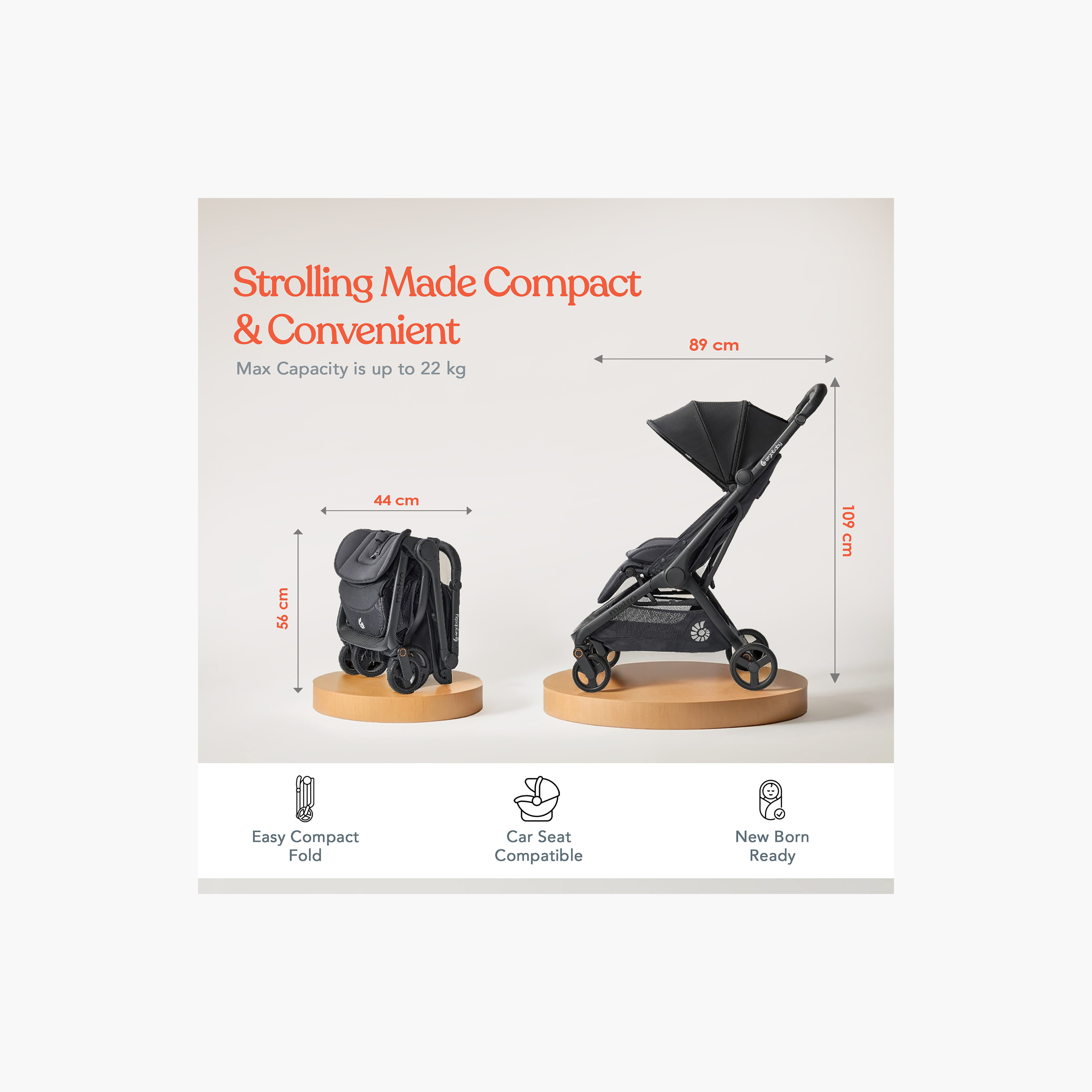 عربة أطفال بنظام ثلاثي الطي وبطي مدمج إرجو بيبي ميترو من إرجو بيبي-baby-gear-strollersandprams-strollers-image-6