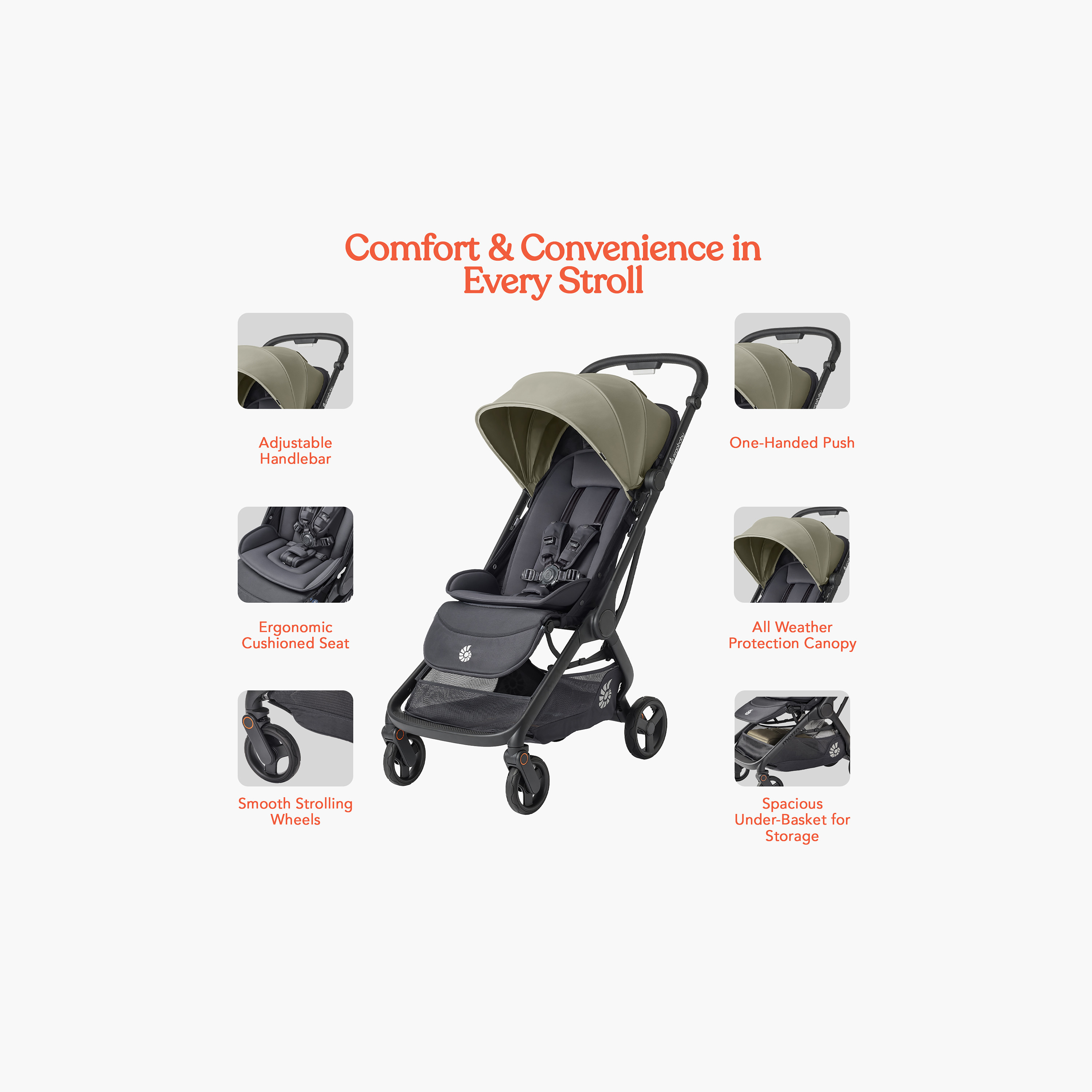 عربة أطفال بنظام ثلاثي الطي وبطي مدمج إرجو بيبي ميترو من إرجو بيبي-baby-gear-strollersandprams-strollers-image-4