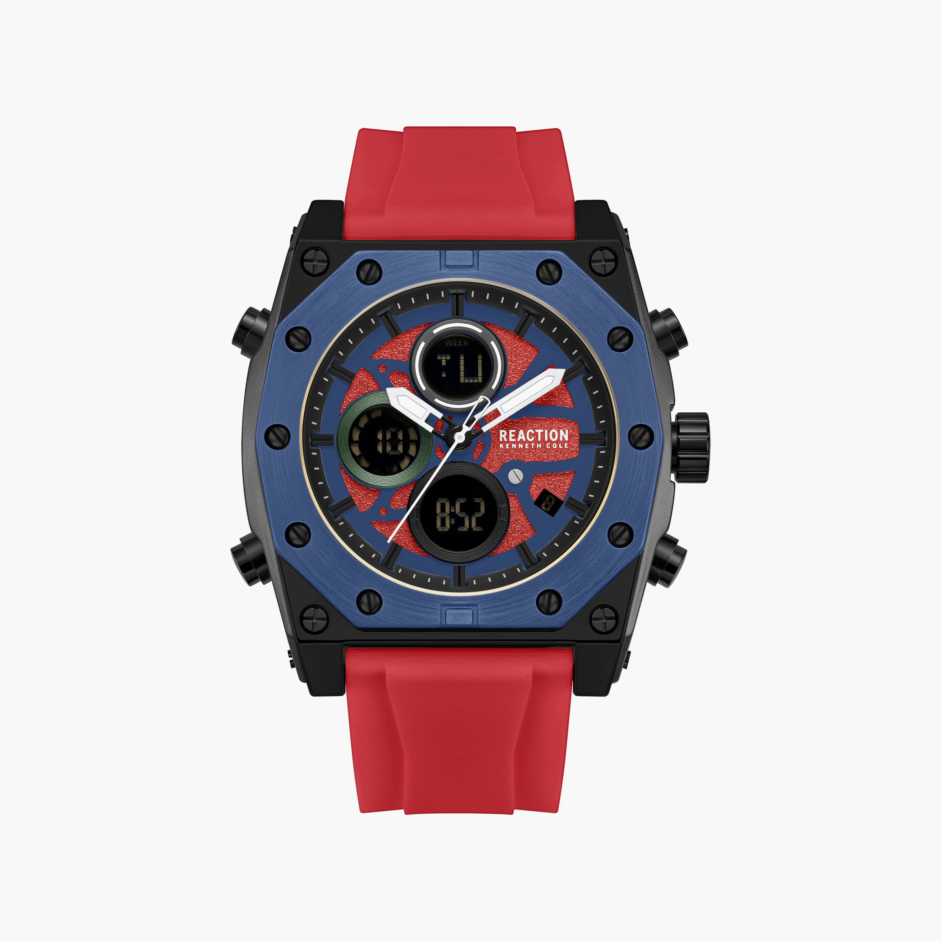 Kenneth Cole Men's Red Tonneau 52 MM Analog/Digital Watch | KRWGP0104804-men-watchesandjewellery-watches-image-1