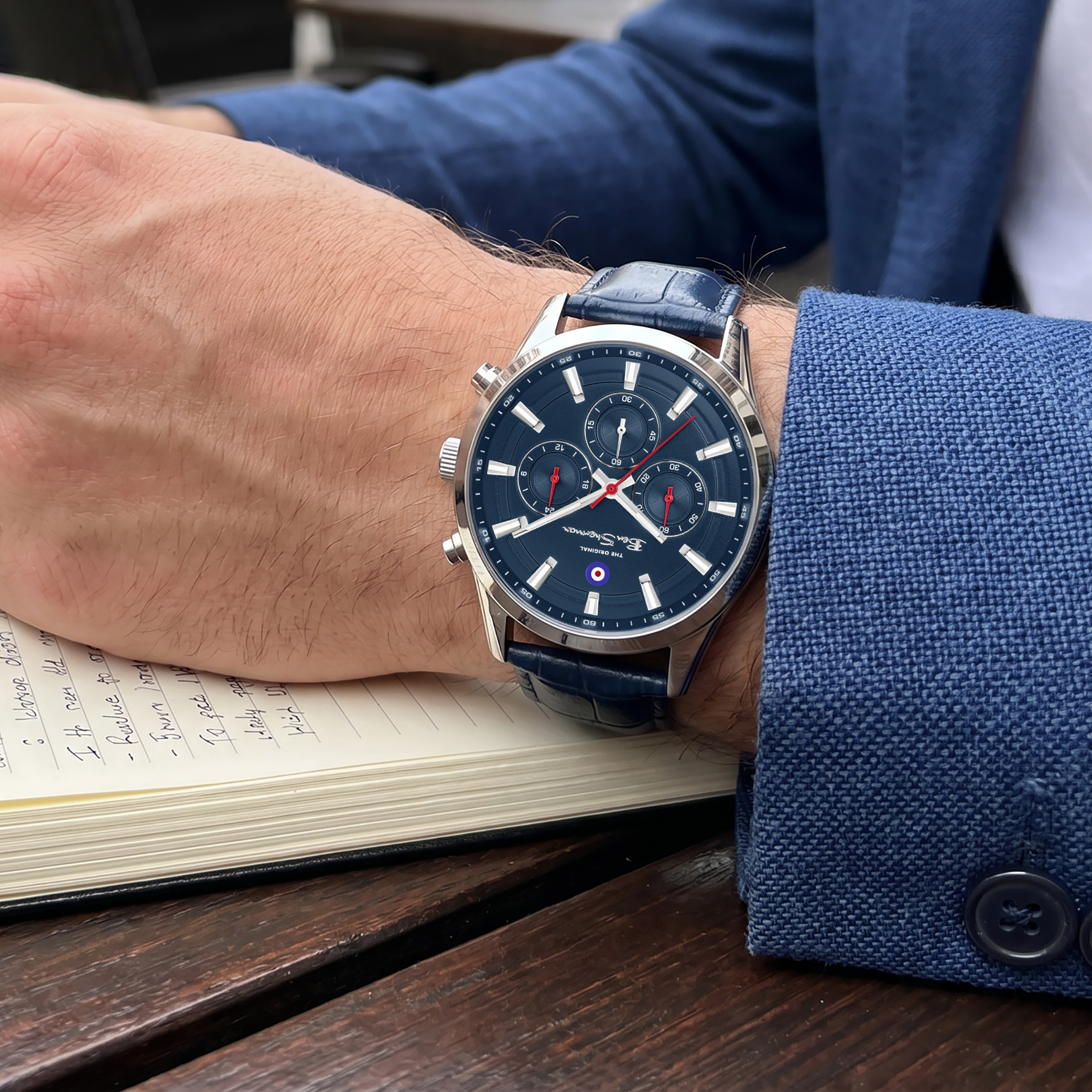 ساعة بن شيرمان الرجالية الزرقاء المستديرة ذات الكرونوغراف 42 مم | BSWGC0000204-men-watchesandjewellery-watches-image-6