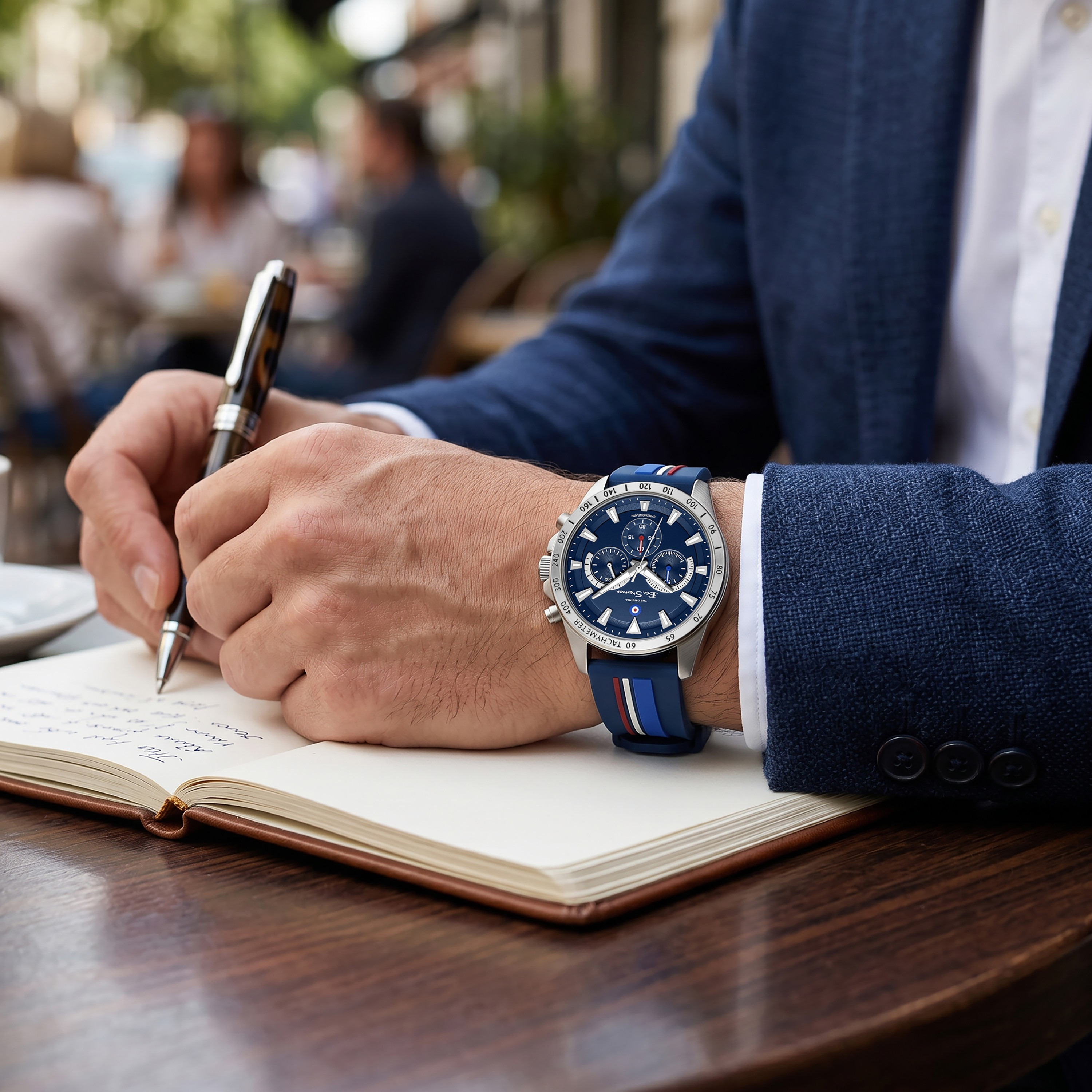 ساعة بن شيرمان الرجالية الزرقاء المستديرة ذات الكرونوغراف 44 مم | BSWGO0000701-men-watchesandjewellery-watches-image-5