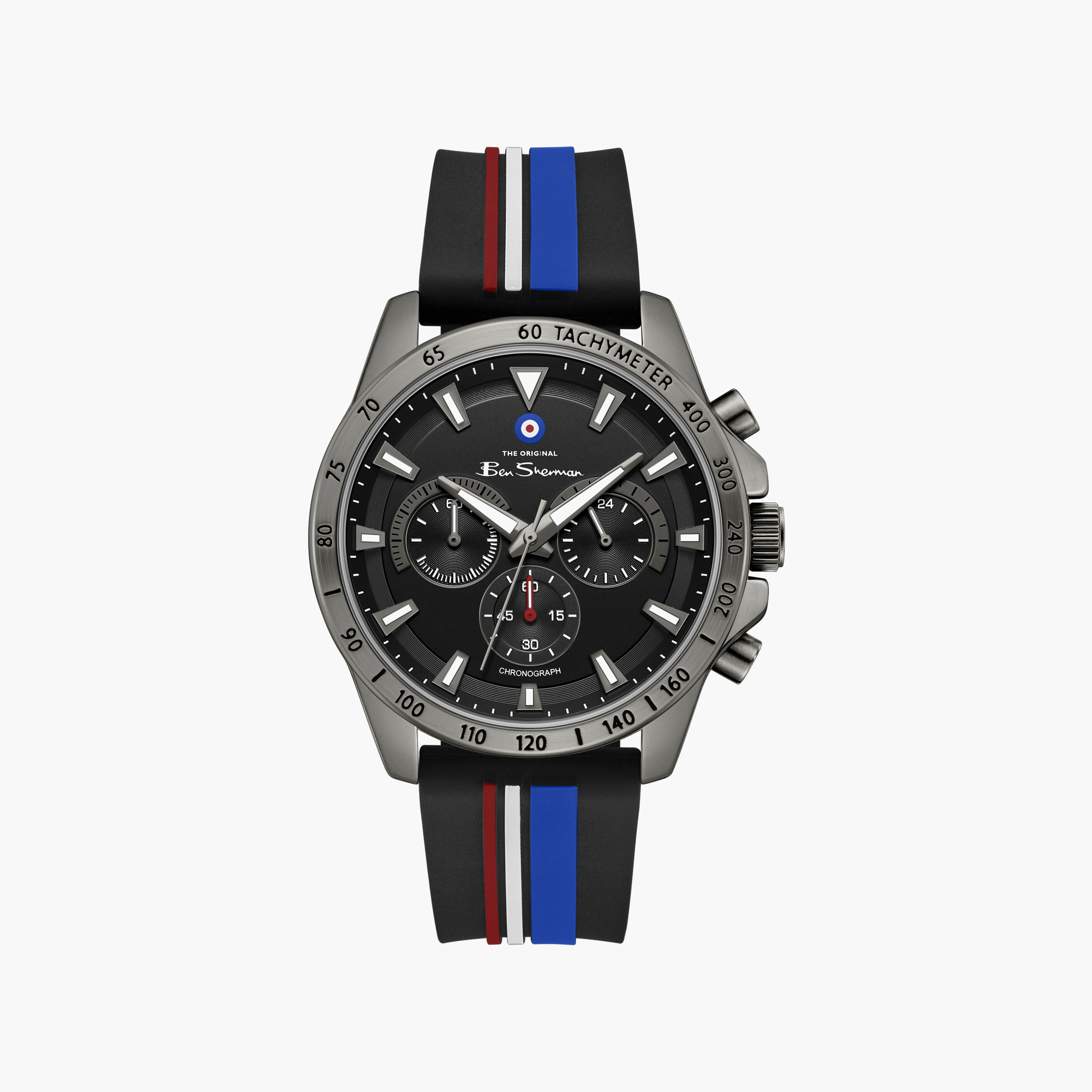 ساعة بن شيرمان الرجالية السوداء المستديرة ذات الكرونوغراف 44 مم | BSWGO0000702-men-watchesandjewellery-watches-image-1