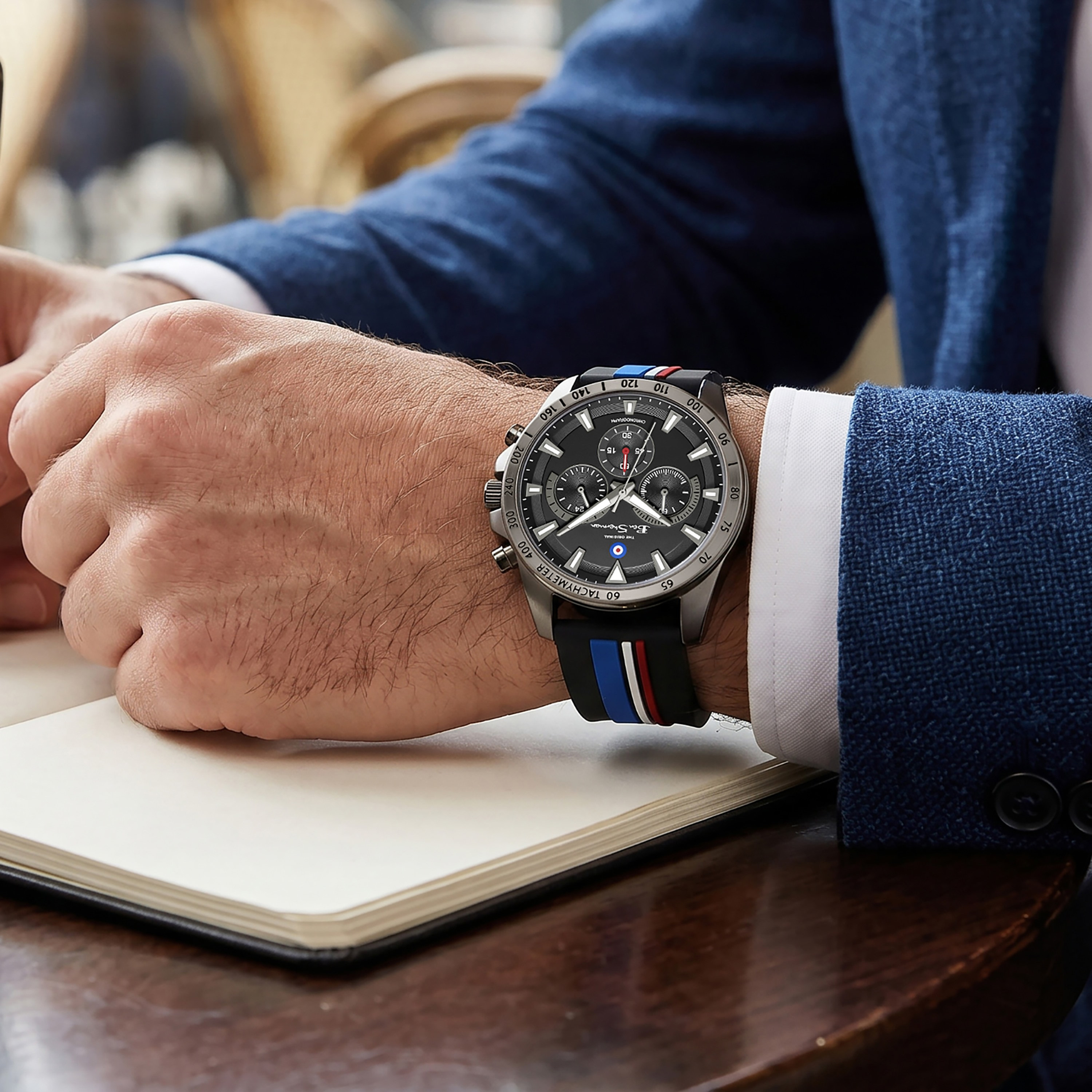 ساعة بن شيرمان الرجالية السوداء المستديرة ذات الكرونوغراف 44 مم | BSWGO0000702-men-watchesandjewellery-watches-image-5