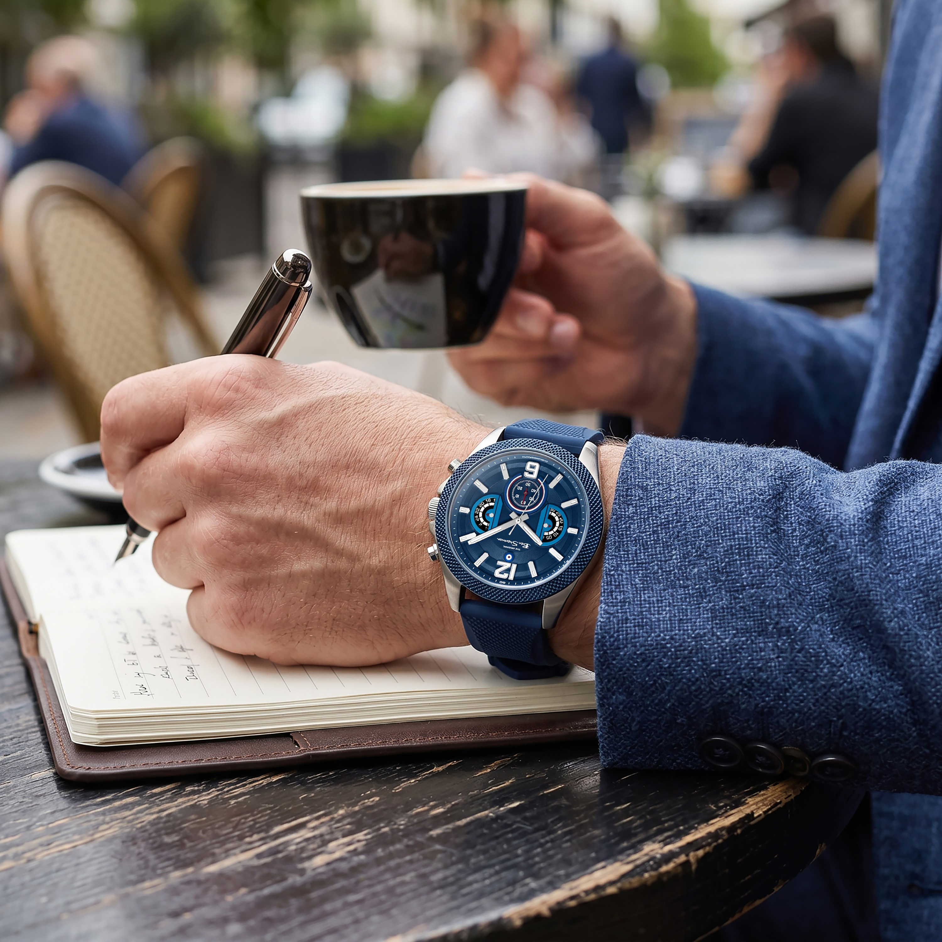 ساعة بن شيرمان الرجالية الزرقاء المستديرة ذات الكرونوغراف 44 مم | BSWGO0001301-men-watchesandjewellery-watches-image-5