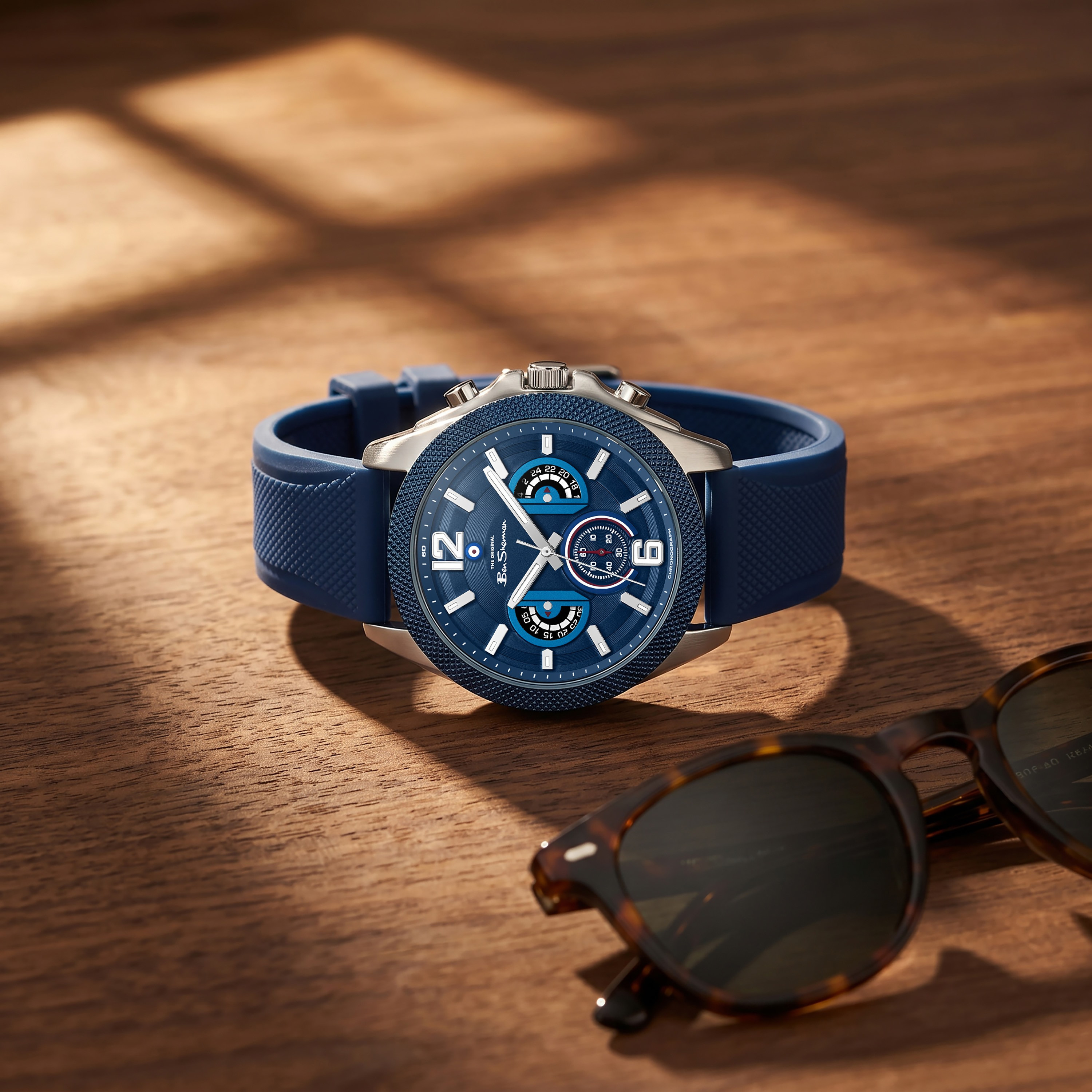 ساعة بن شيرمان الرجالية الزرقاء المستديرة ذات الكرونوغراف 44 مم | BSWGO0001301-men-watchesandjewellery-watches-image-6