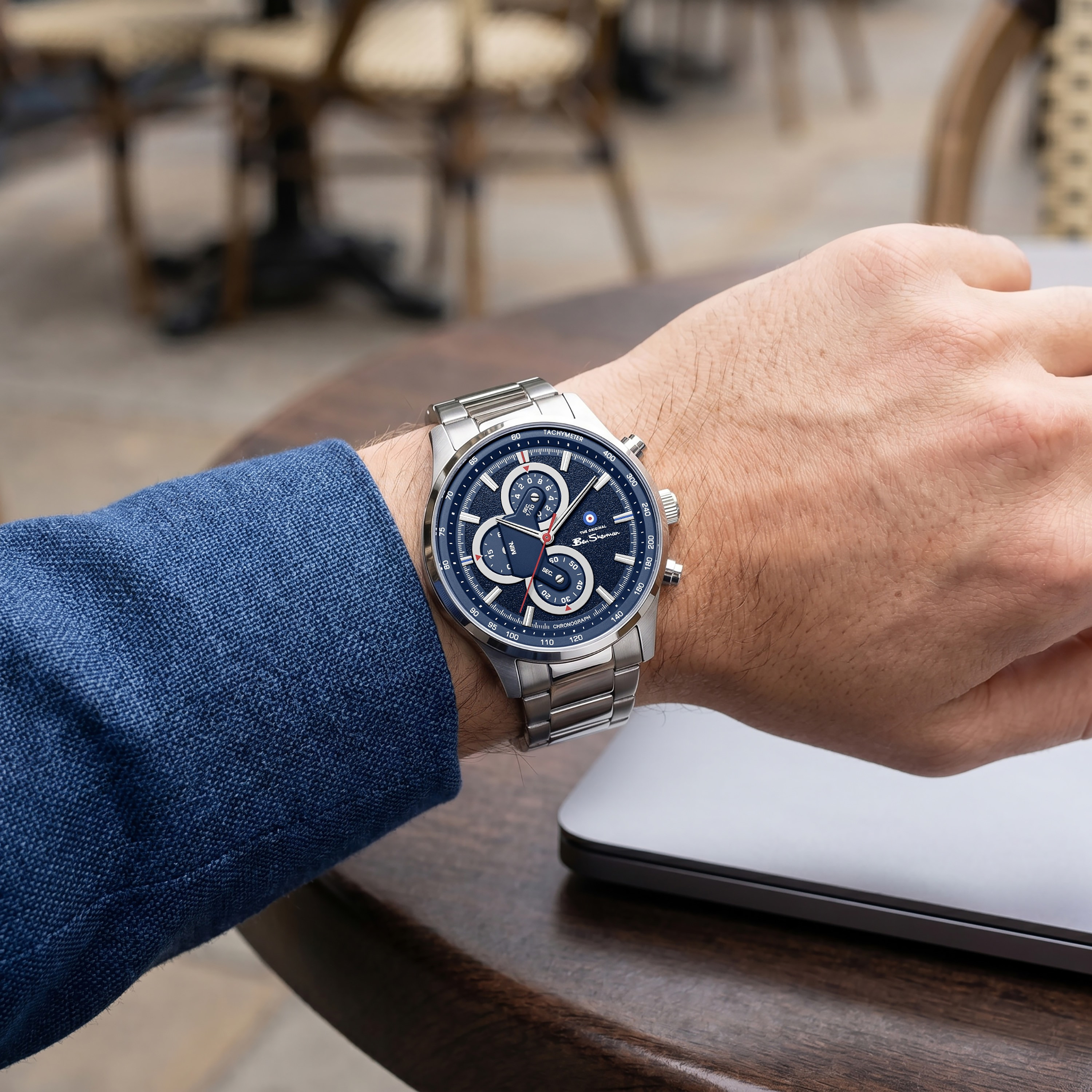 Ben Sherman Men's Blue Round 43.5 MM Chronograph Watch | BSWGI0001006-men-watchesandjewellery-watches-image-6