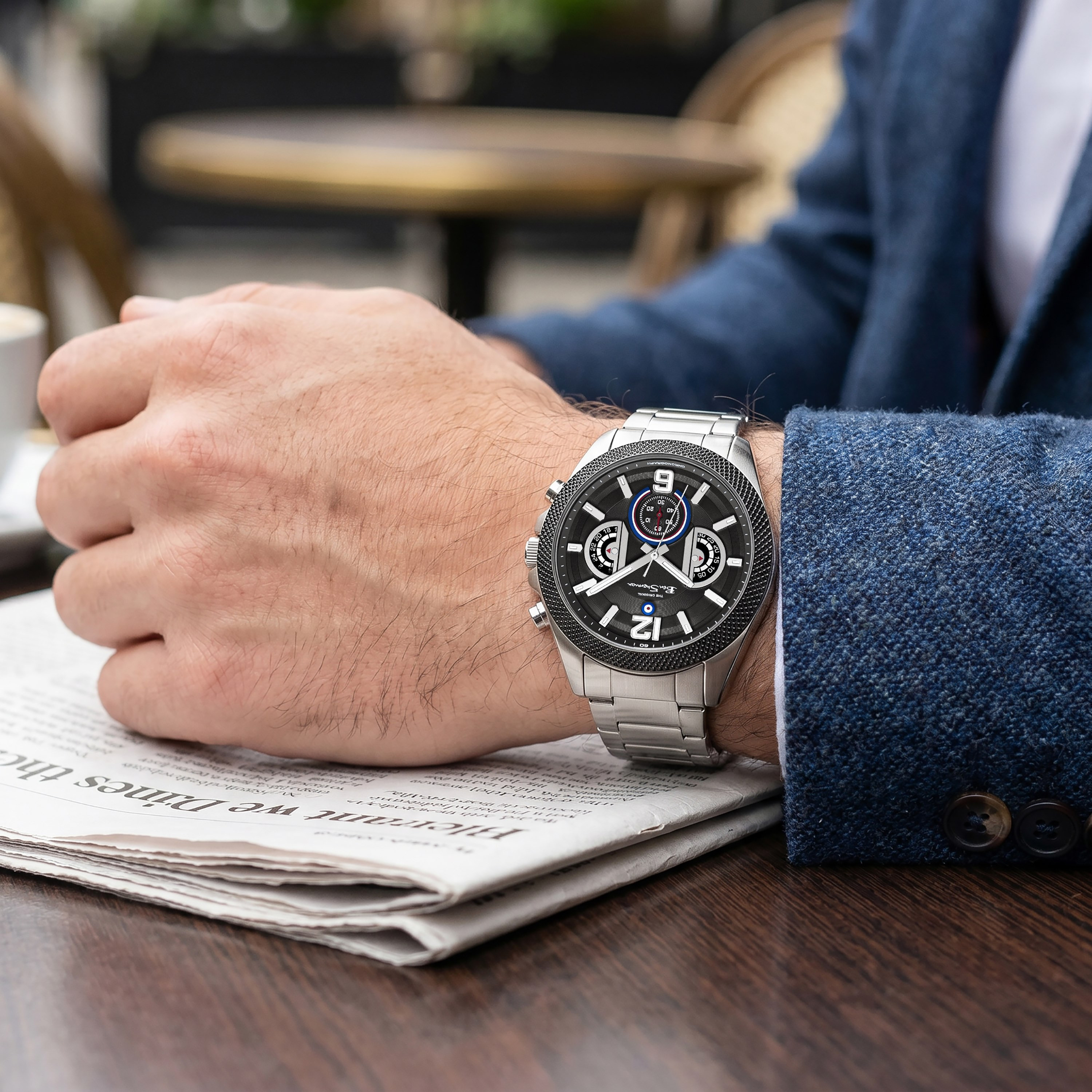 Ben Sherman Men's Black Round 44 MM Chronograph Watch | BSWGI0001305-men-watchesandjewellery-watches-image-6