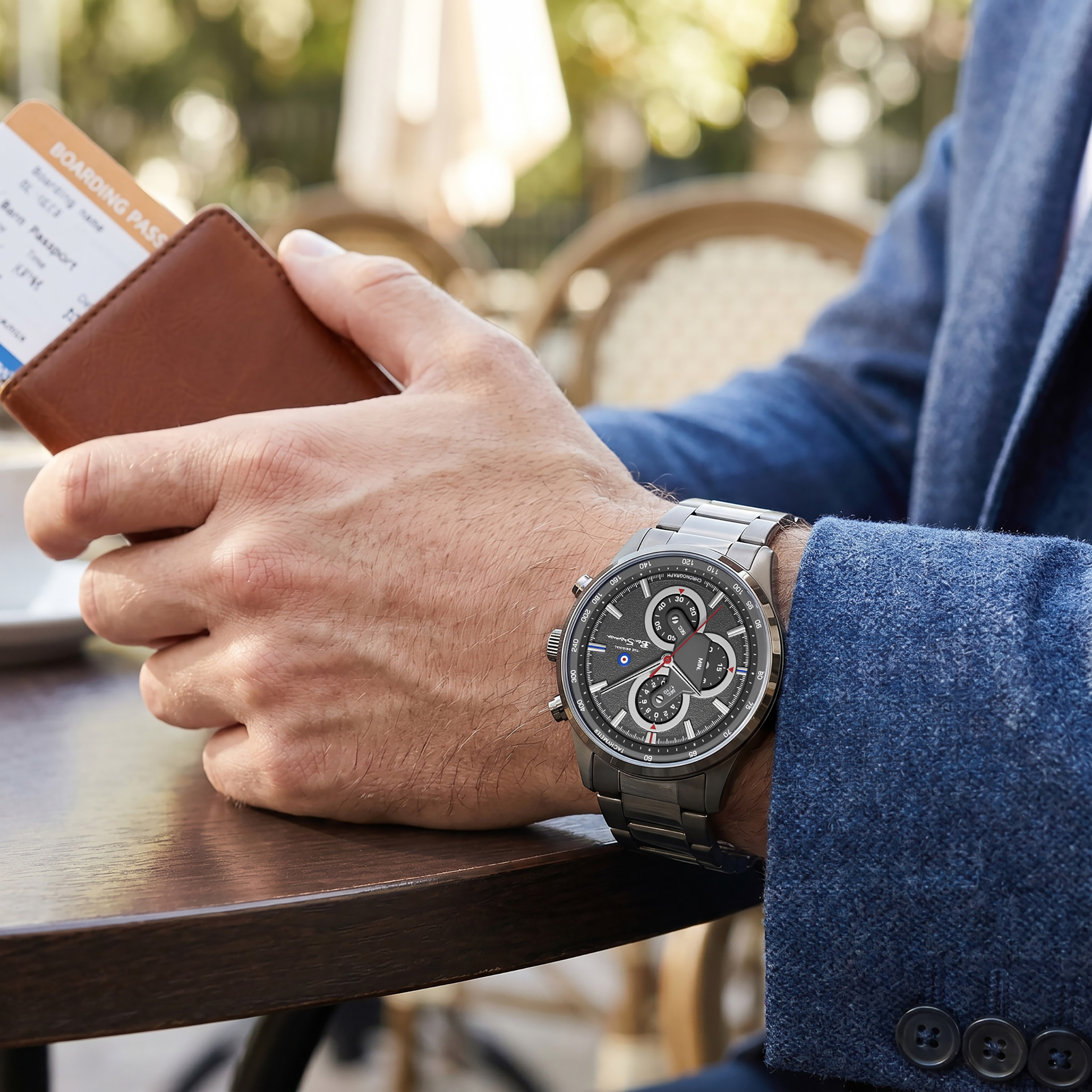 ساعة بن شيرمان رجالية رمادية دائرية 43.5 ملم كرونوغراف | BSWGI0001008-men-watchesandjewellery-watches-image-6