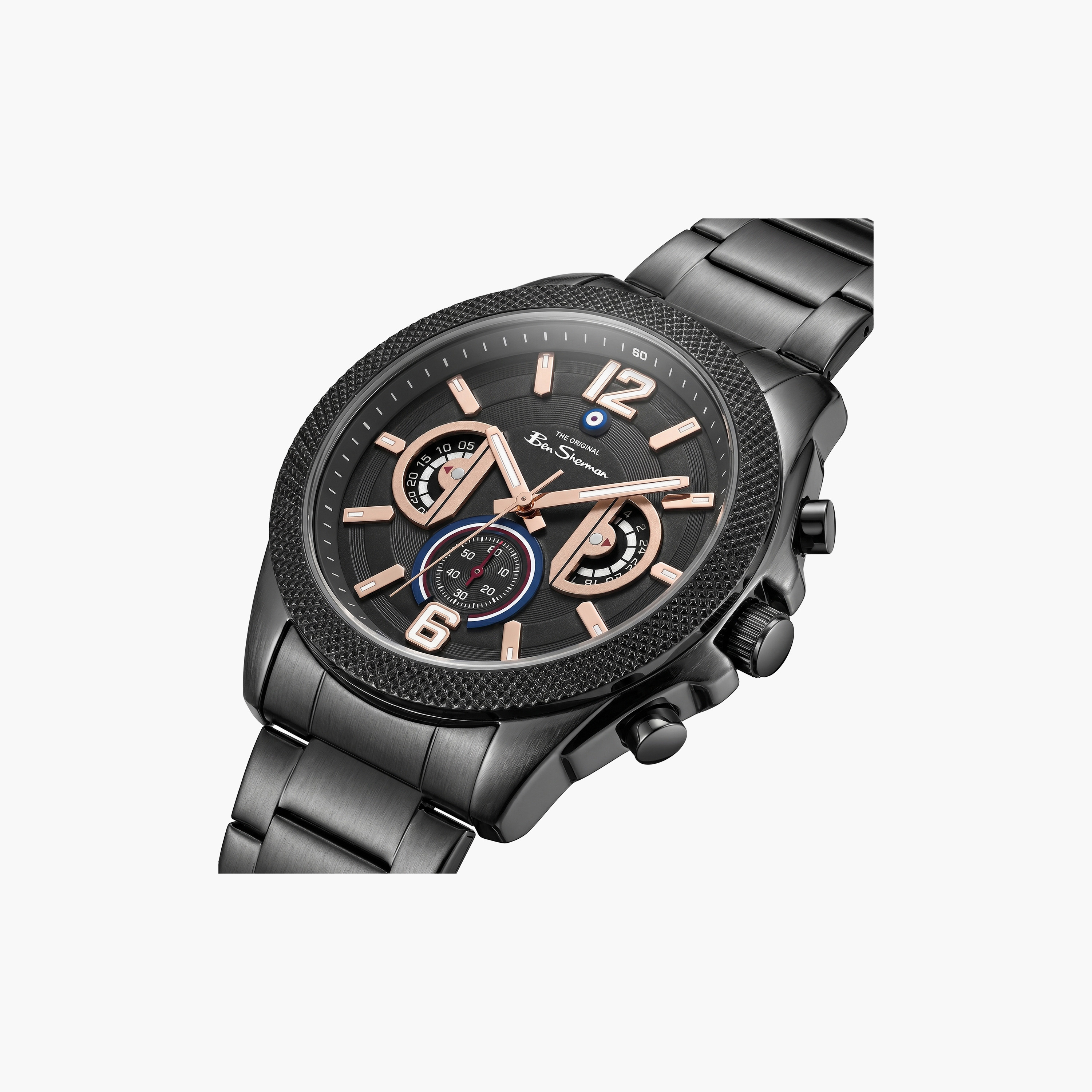 ساعة بن شيرمان رجالية سوداء دائرية 44 مم كرونوغراف | BSWGI0001303-men-watchesandjewellery-watches-image-2