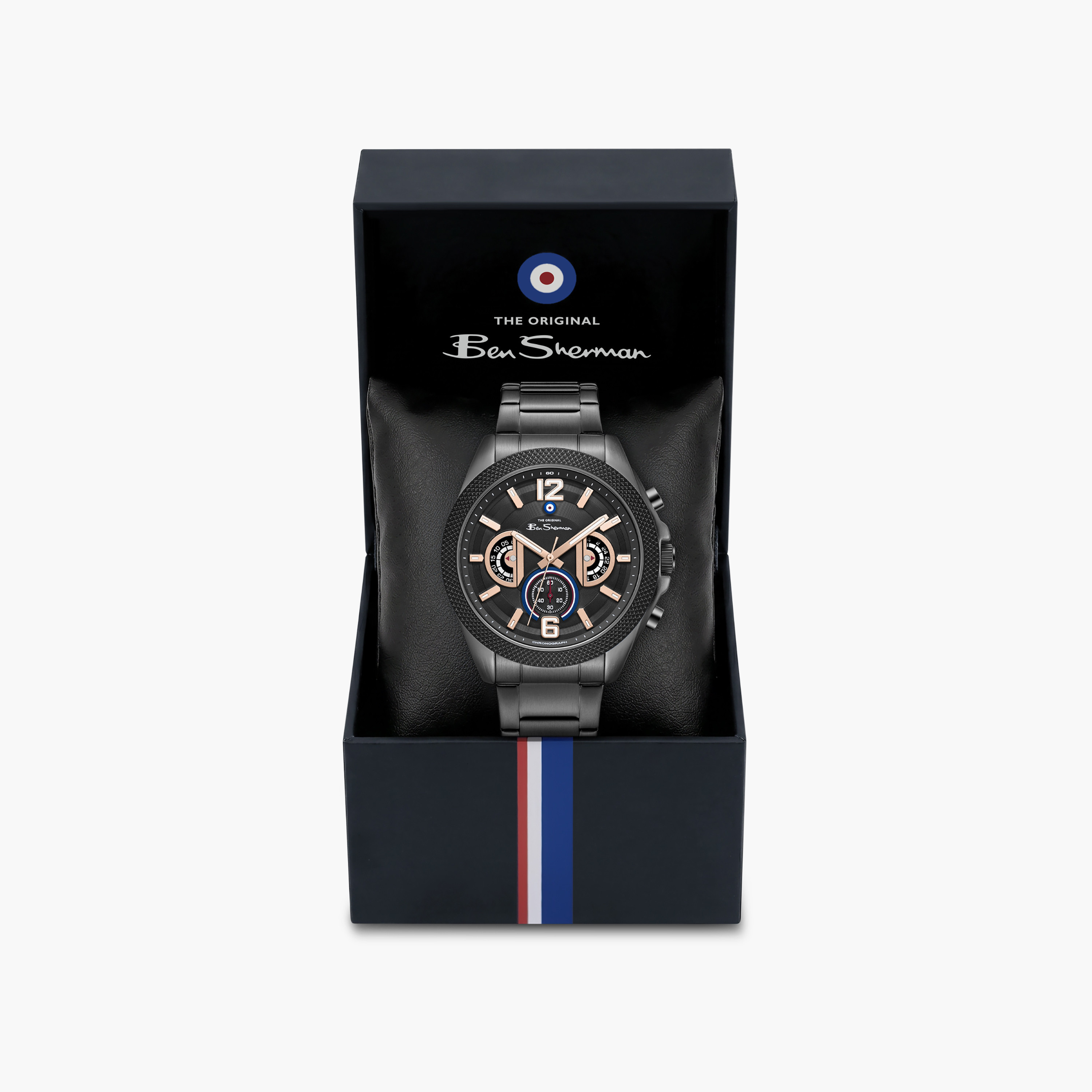 ساعة بن شيرمان رجالية سوداء دائرية 44 مم كرونوغراف | BSWGI0001303-men-watchesandjewellery-watches-image-4