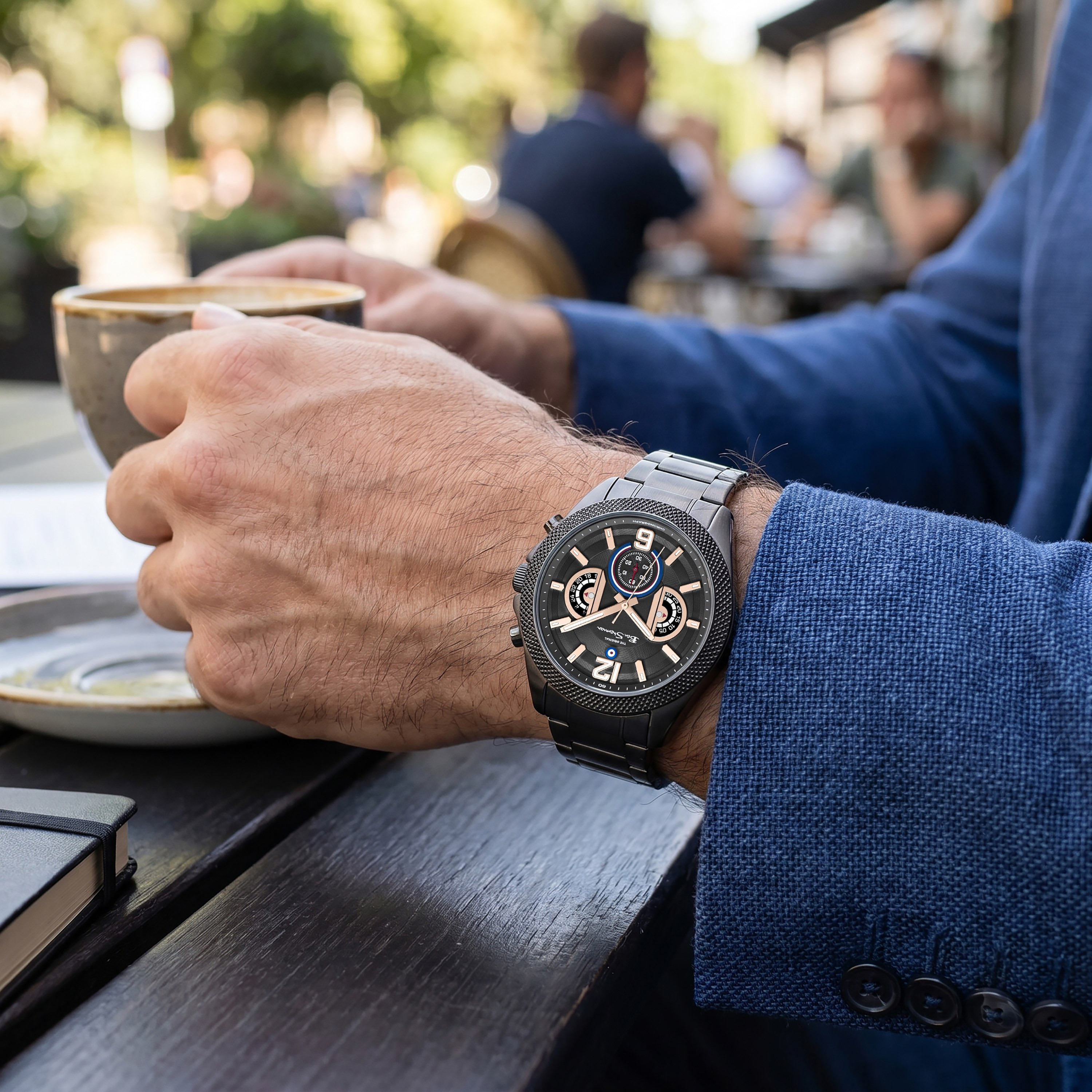 ساعة بن شيرمان رجالية سوداء دائرية 44 مم كرونوغراف | BSWGI0001303-men-watchesandjewellery-watches-image-6