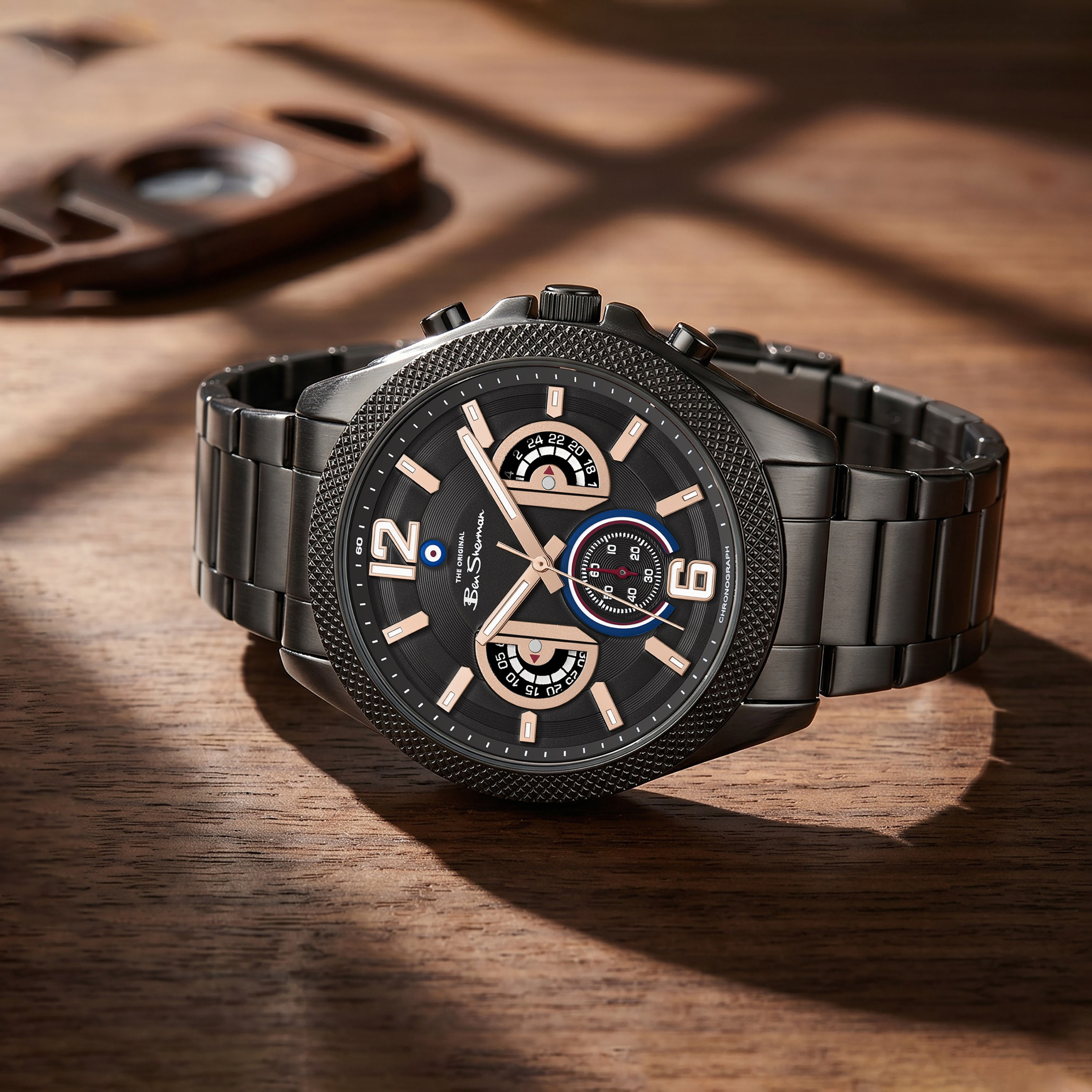 ساعة بن شيرمان رجالية سوداء دائرية 44 مم كرونوغراف | BSWGI0001303-men-watchesandjewellery-watches-image-7