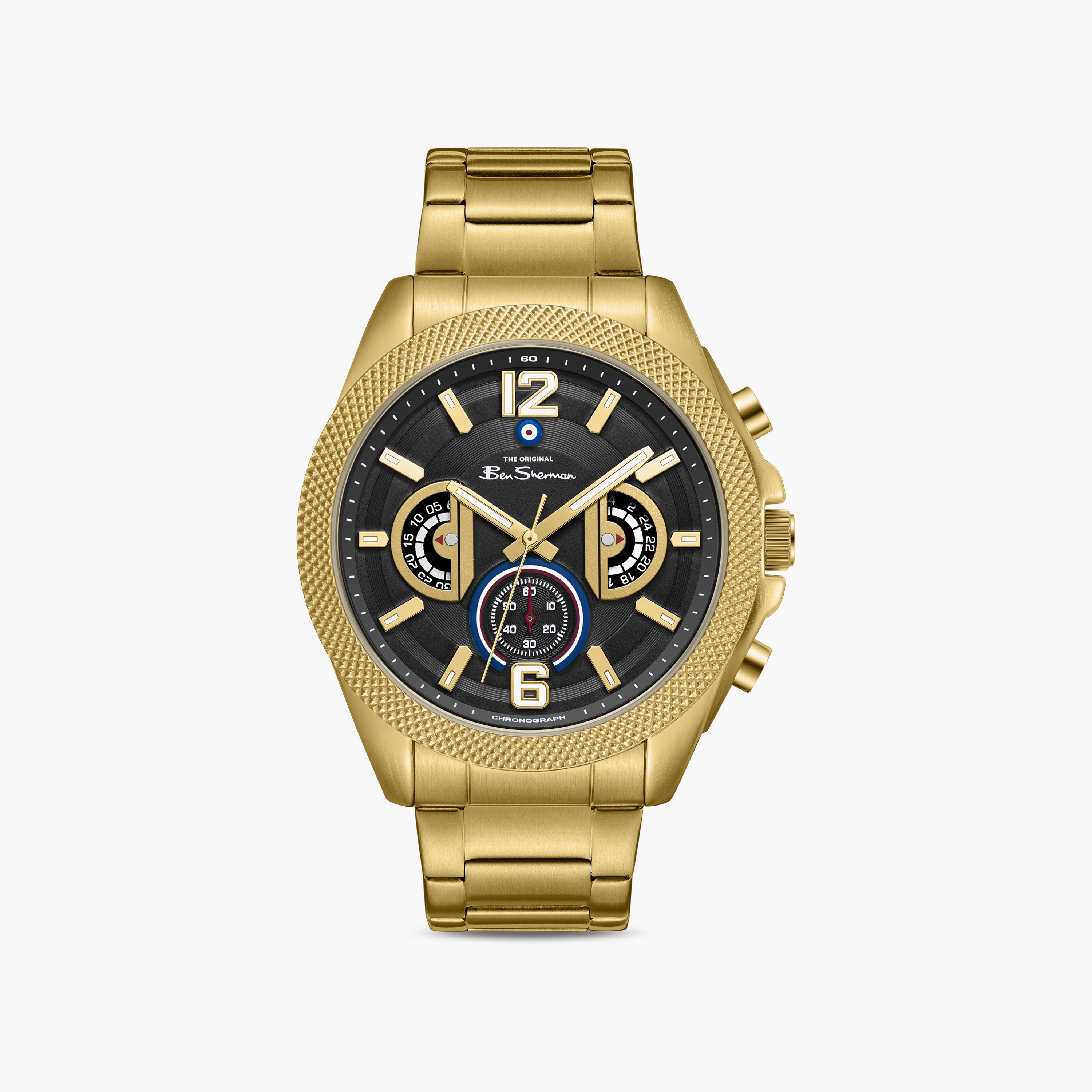 ساعة بن شيرمان رجالية سوداء دائرية 44 مم كرونوغراف | BSWGI0001306-men-watchesandjewellery-watches-image-1