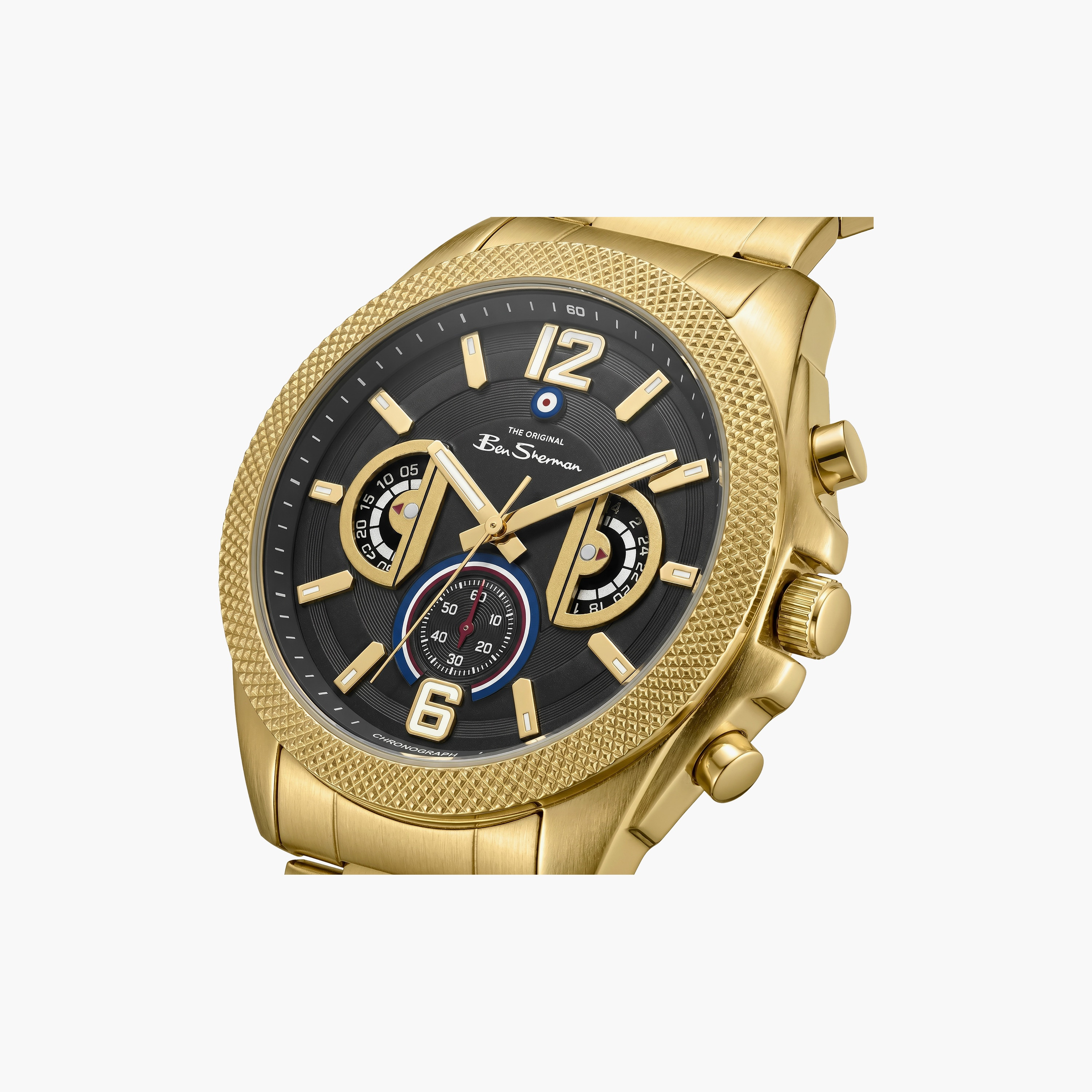 ساعة بن شيرمان رجالية سوداء دائرية 44 مم كرونوغراف | BSWGI0001306-men-watchesandjewellery-watches-image-2