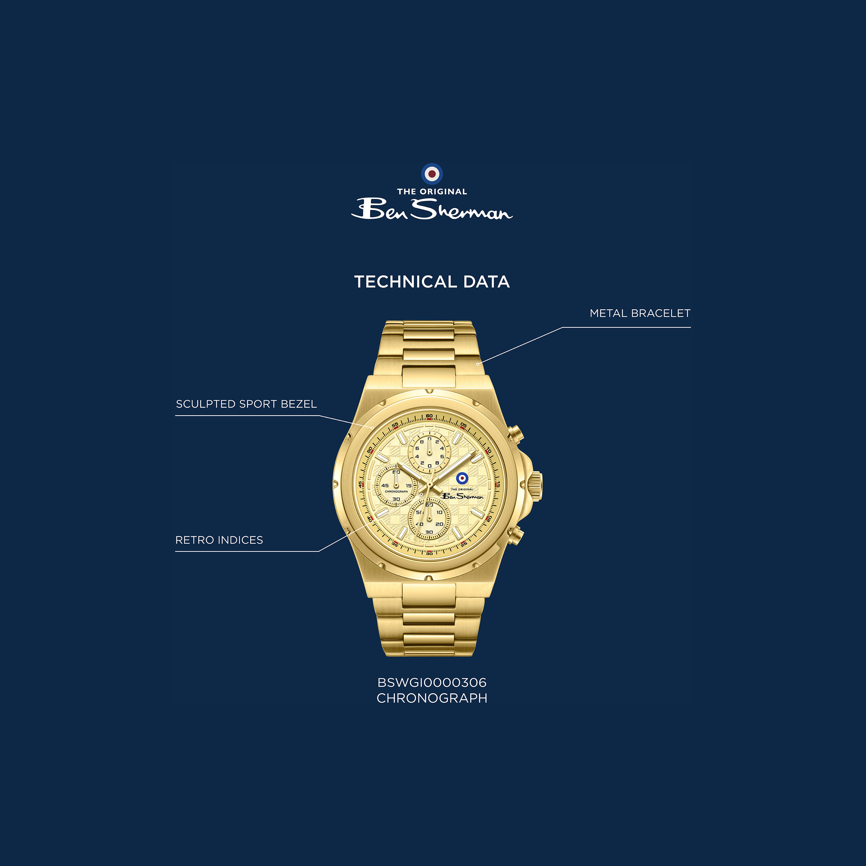 ساعة بن شيرمان رجالية سوداء دائرية 44 مم كرونوغراف | BSWGI0001306-men-watchesandjewellery-watches-image-5