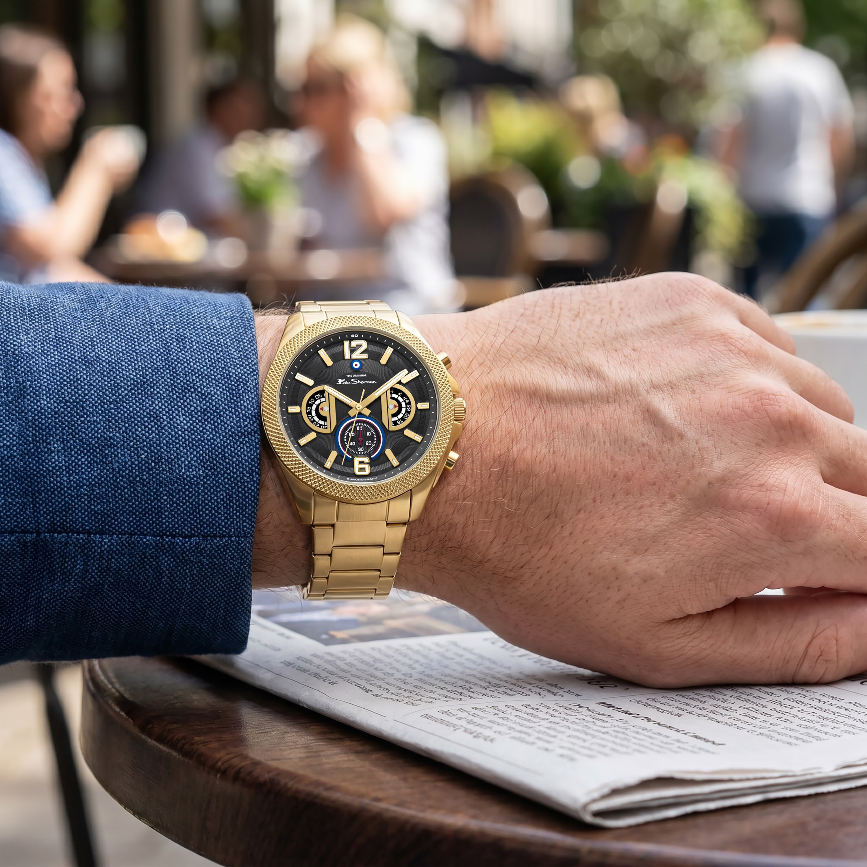 ساعة بن شيرمان رجالية سوداء دائرية 44 مم كرونوغراف | BSWGI0001306-men-watchesandjewellery-watches-image-6