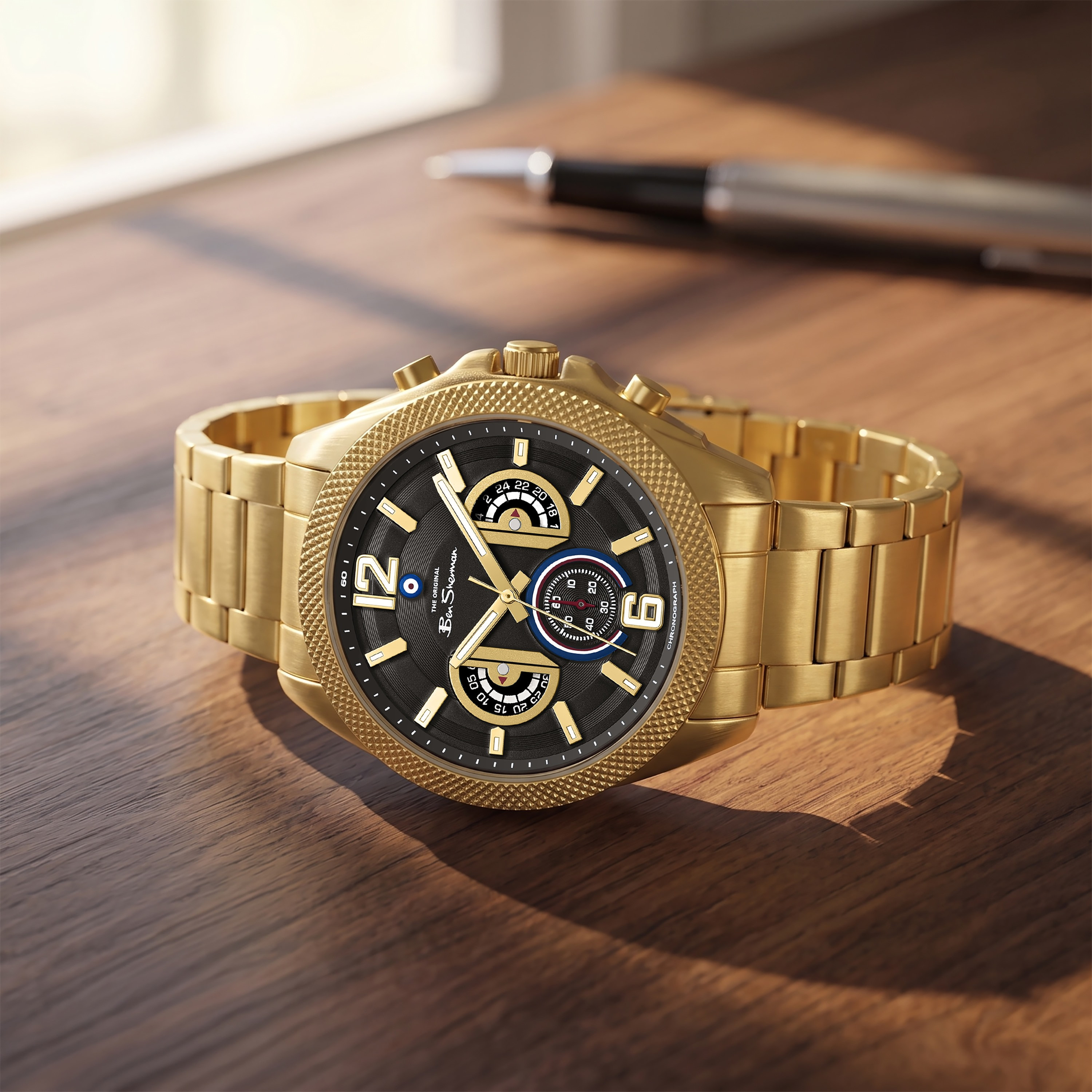 ساعة بن شيرمان رجالية سوداء دائرية 44 مم كرونوغراف | BSWGI0001306-men-watchesandjewellery-watches-image-7