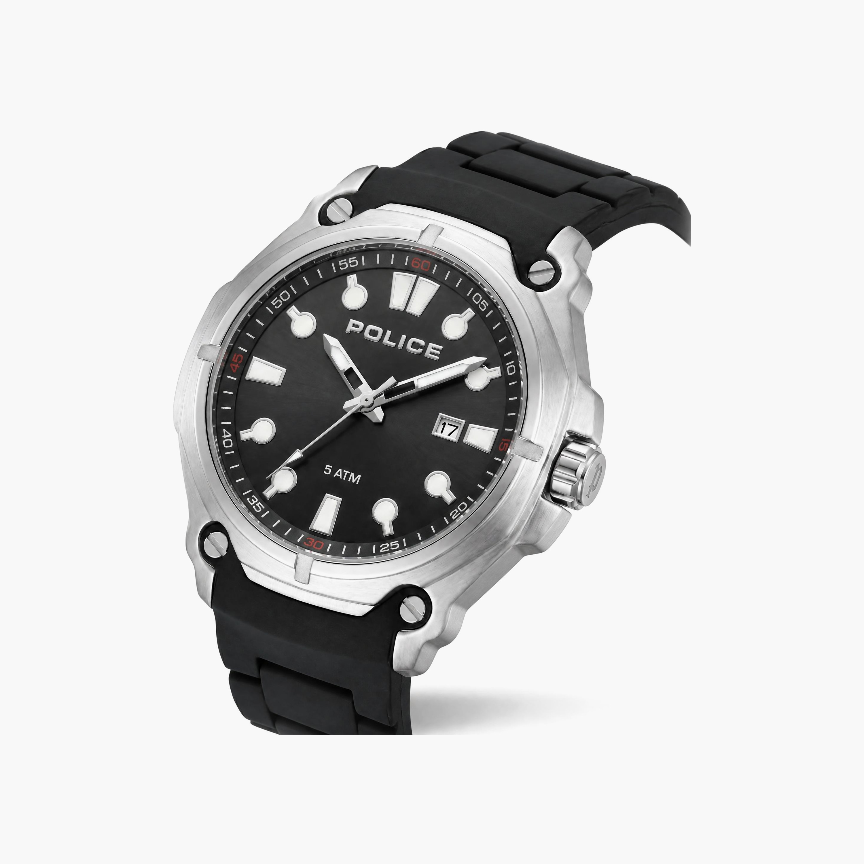 ساعة رجالية سوداء دائرية من بوليس، مقاس 42 مم، تناظرية | PL.13939JS/02B-men-watchesandjewellery-watches-image-2