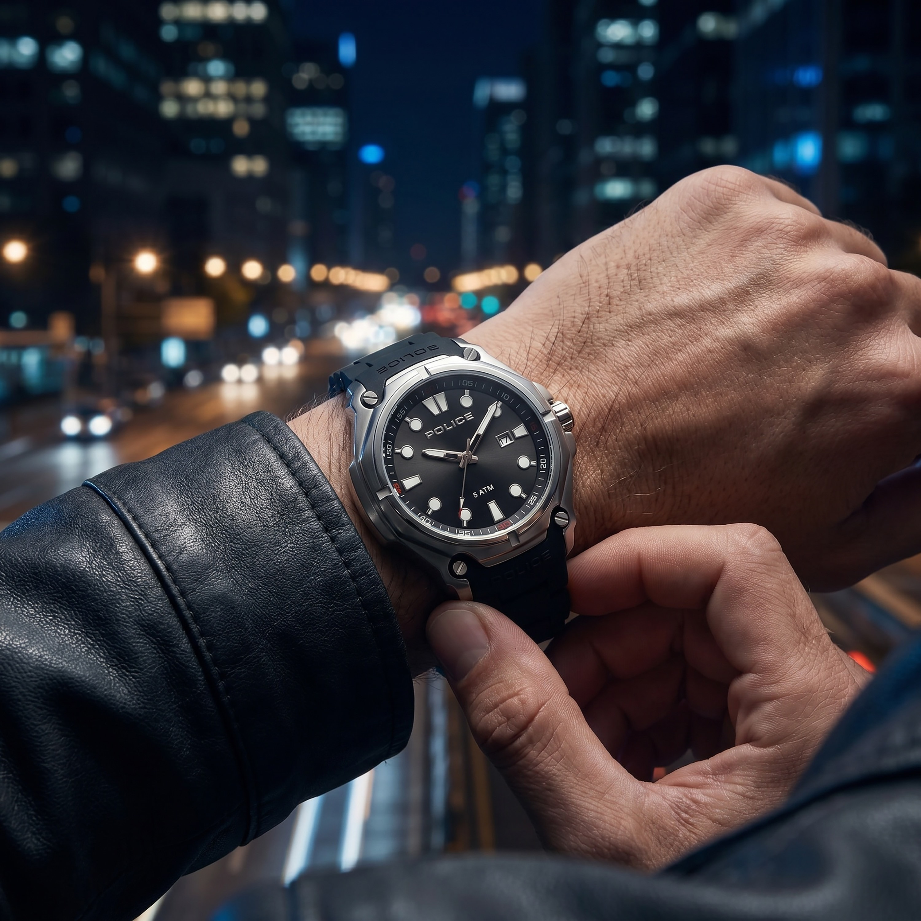 ساعة رجالية سوداء دائرية من بوليس، مقاس 42 مم، تناظرية | PL.13939JS/02B-men-watchesandjewellery-watches-image-3