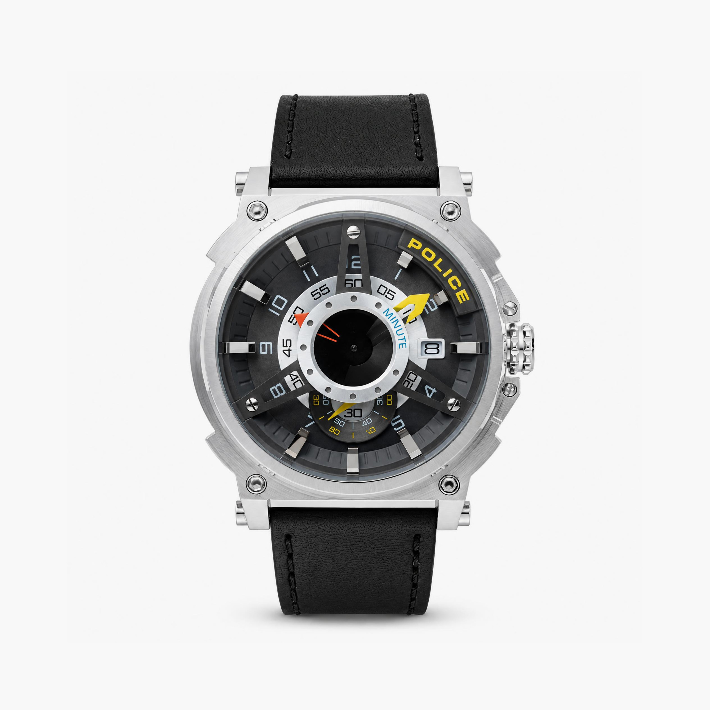 ساعة رجالية سوداء دائرية من ماركة بوليس، مقاس 44 ملم، تناظرية | PL.15048JS/61-men-watchesandjewellery-watches-image-1
