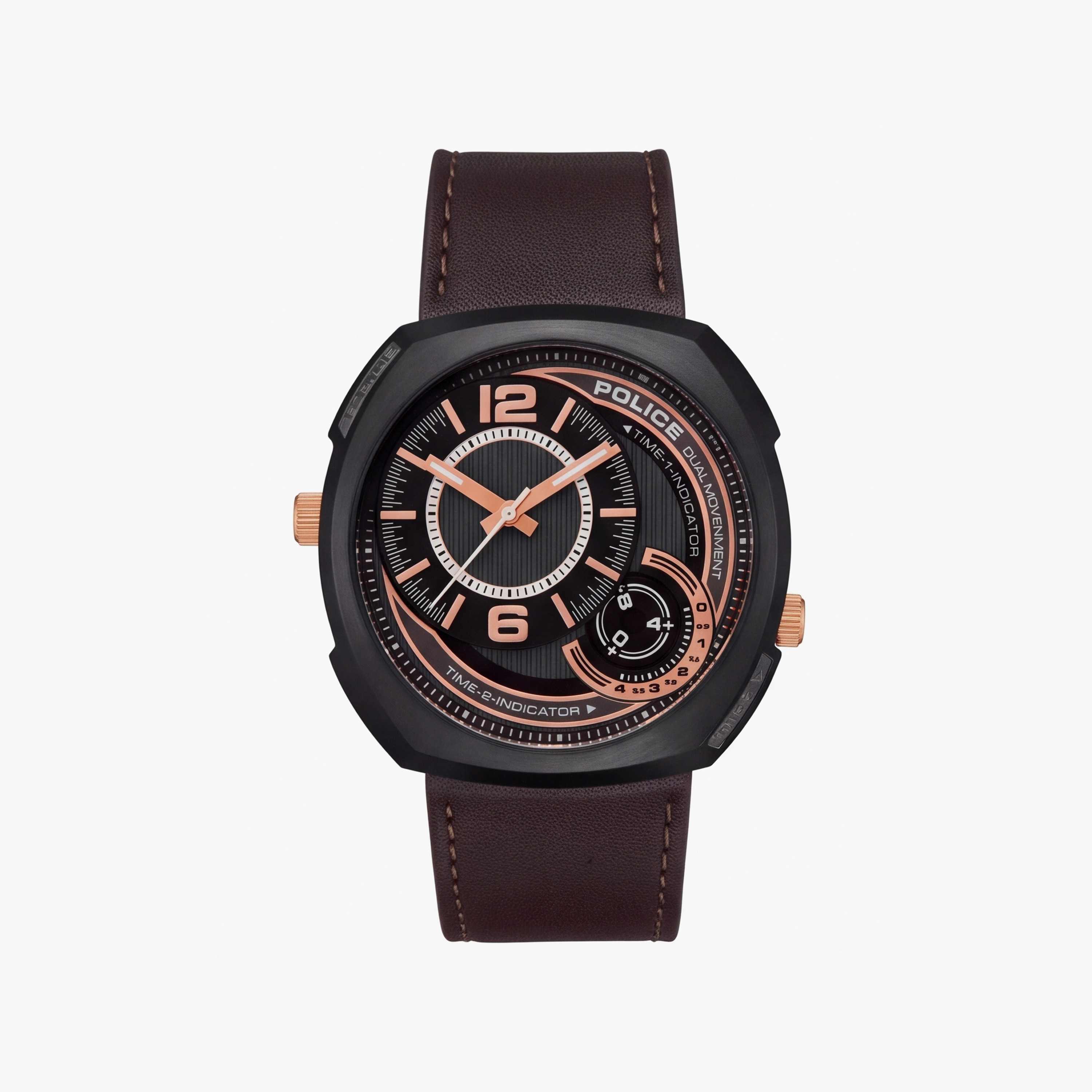 ساعة رجالية سوداء دائرية من ماركة بوليس، مقاس 46 ملم، تناظرية | PL.15533JSB/61-men-watchesandjewellery-watches-image-1