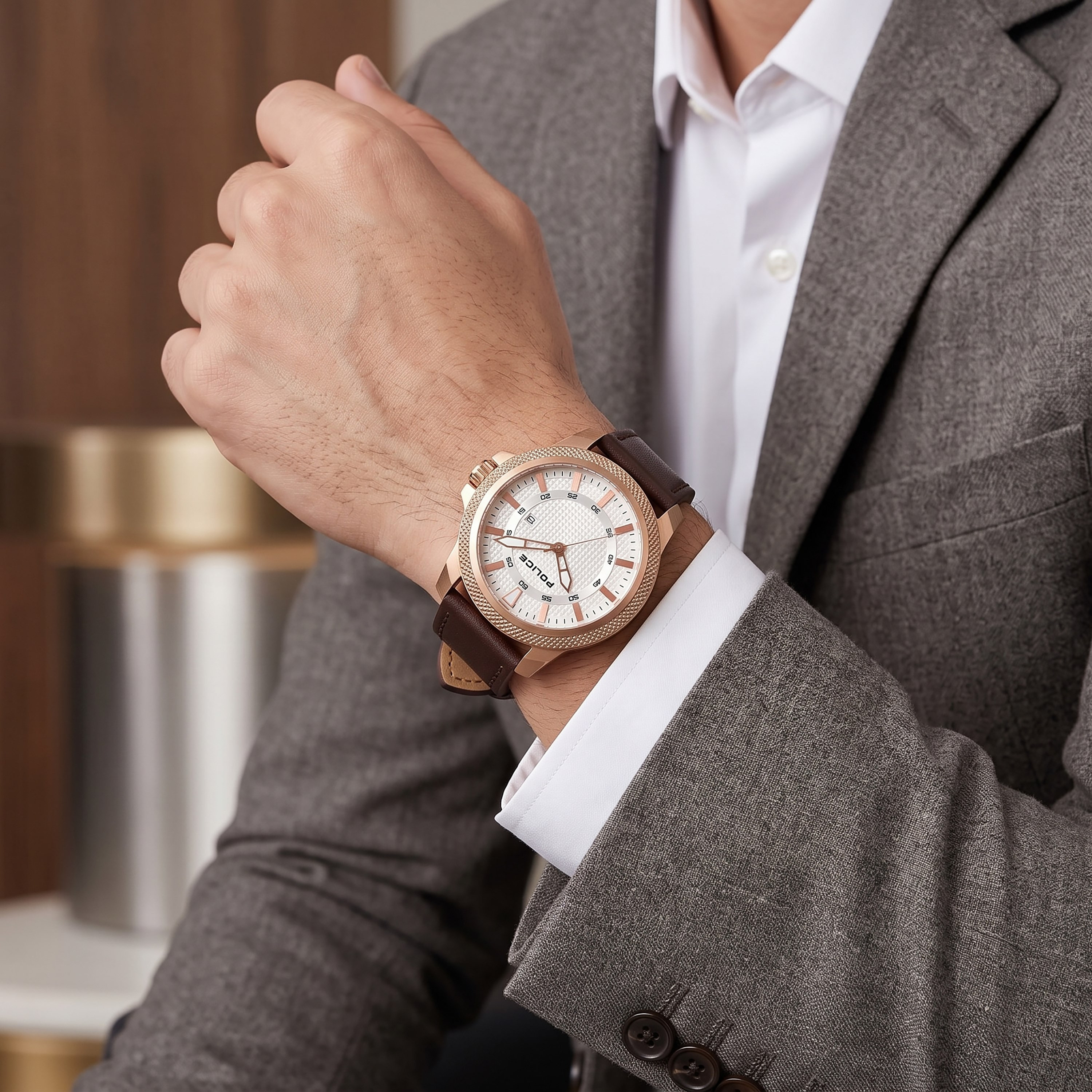 ساعة رجالية بيضاء دائرية من ماركة بوليس، مقاس 46 مم، تناظرية | PL.14790JSR/04-men-watchesandjewellery-watches-image-3