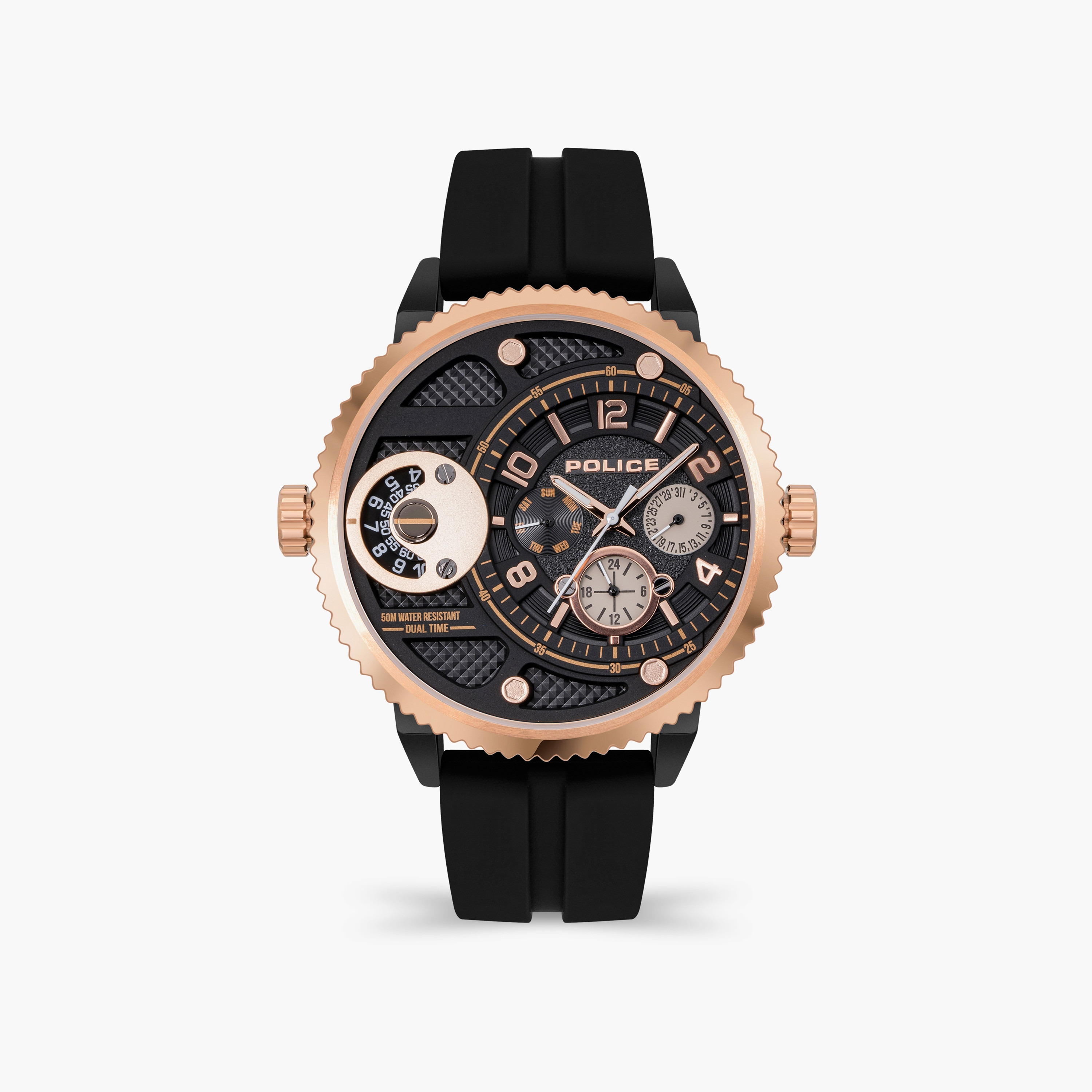 ساعة رجالية سوداء دائرية من بوليس، مقاس 51 مم، تناظرية | PEWJQ2195241-men-watchesandjewellery-watches-image-1